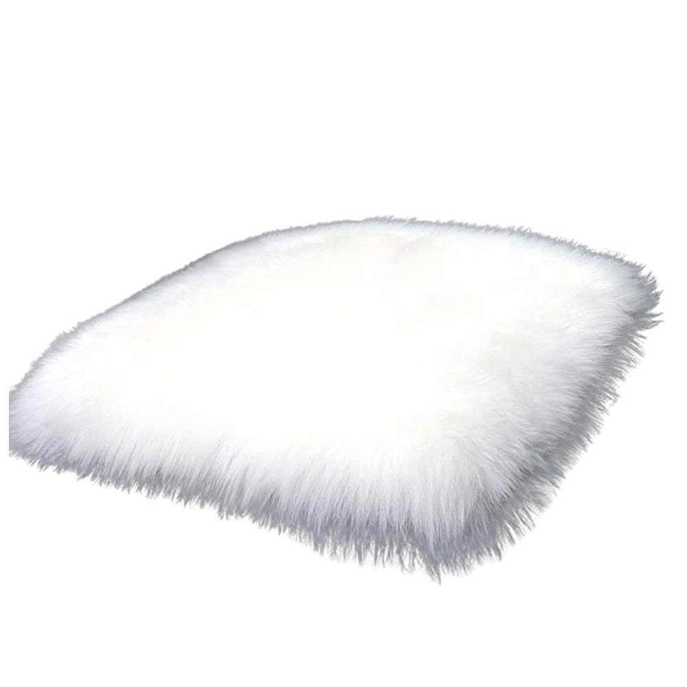 Langflor-Teppich Lammfellimitat Teppich Nachahmung Wolle Bettvorleger(Weiß 40X 40 cm), FELIXLEO