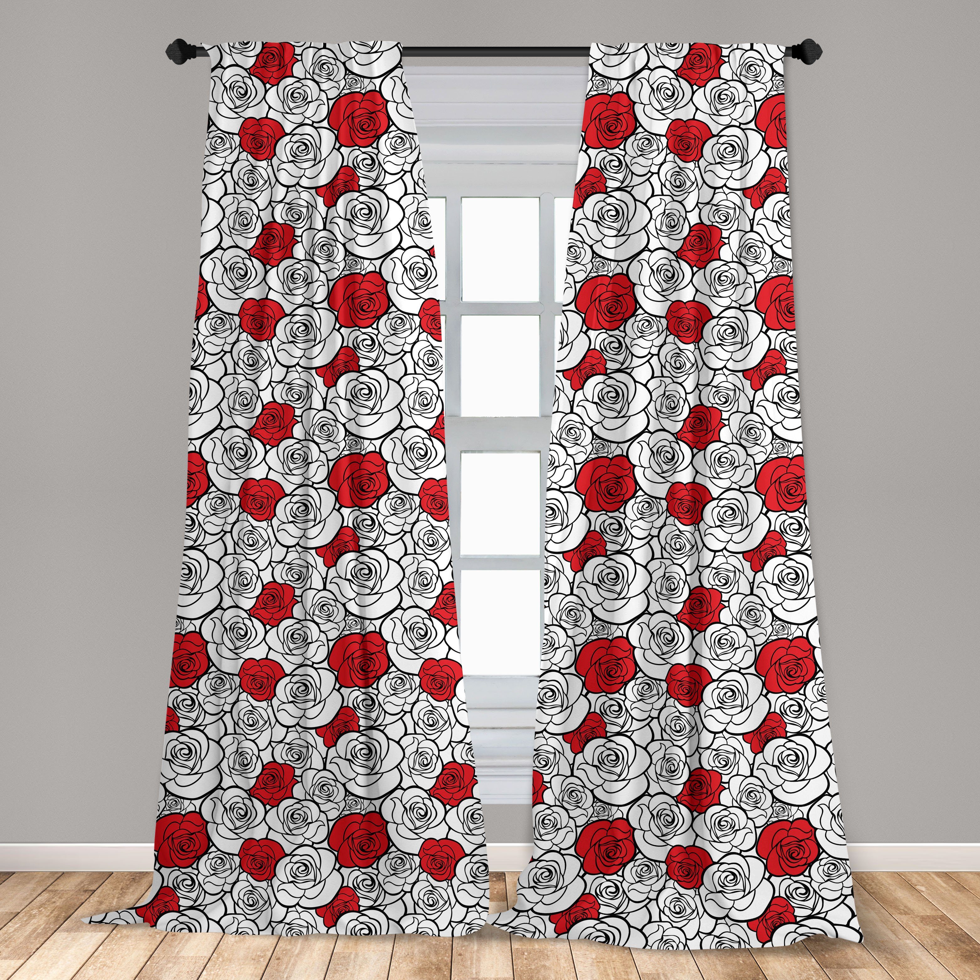 Vorhang für Dekor, Romantisch Rosen-Liebe-Blüten Wohnzimmer Abakuhaus, Gardine Schlafzimmer Microfaser,