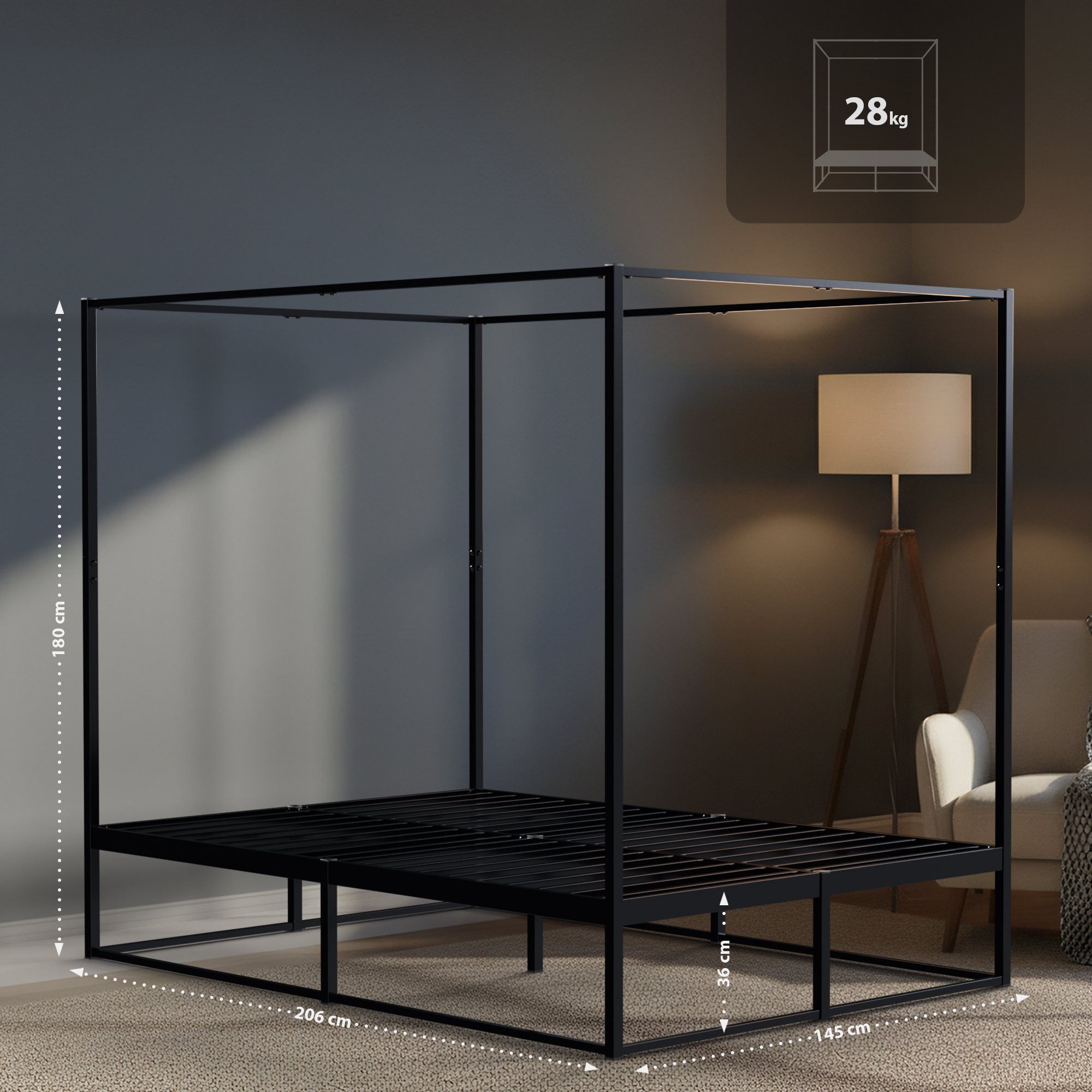 CLP Metallbett Batoni, Himmelbett aus Metall, mit Lattenrost günstig online kaufen