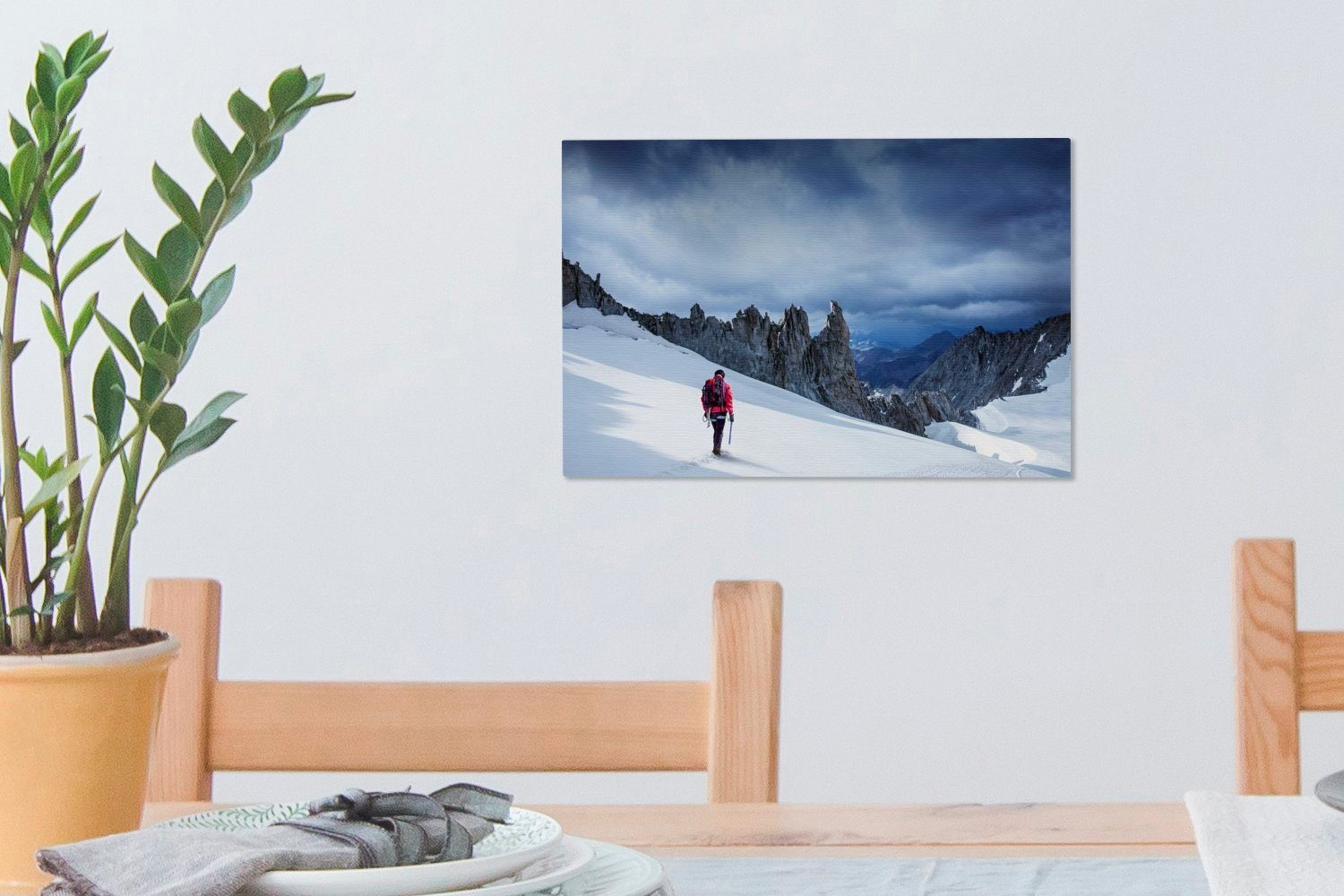 30x20 dem Wanddeko, Leinwandbilder, Mont cm Bergsteiger Blanc, Aufhängefertig, St), Wandbild (1 Leinwandbild OneMillionCanvasses® auf