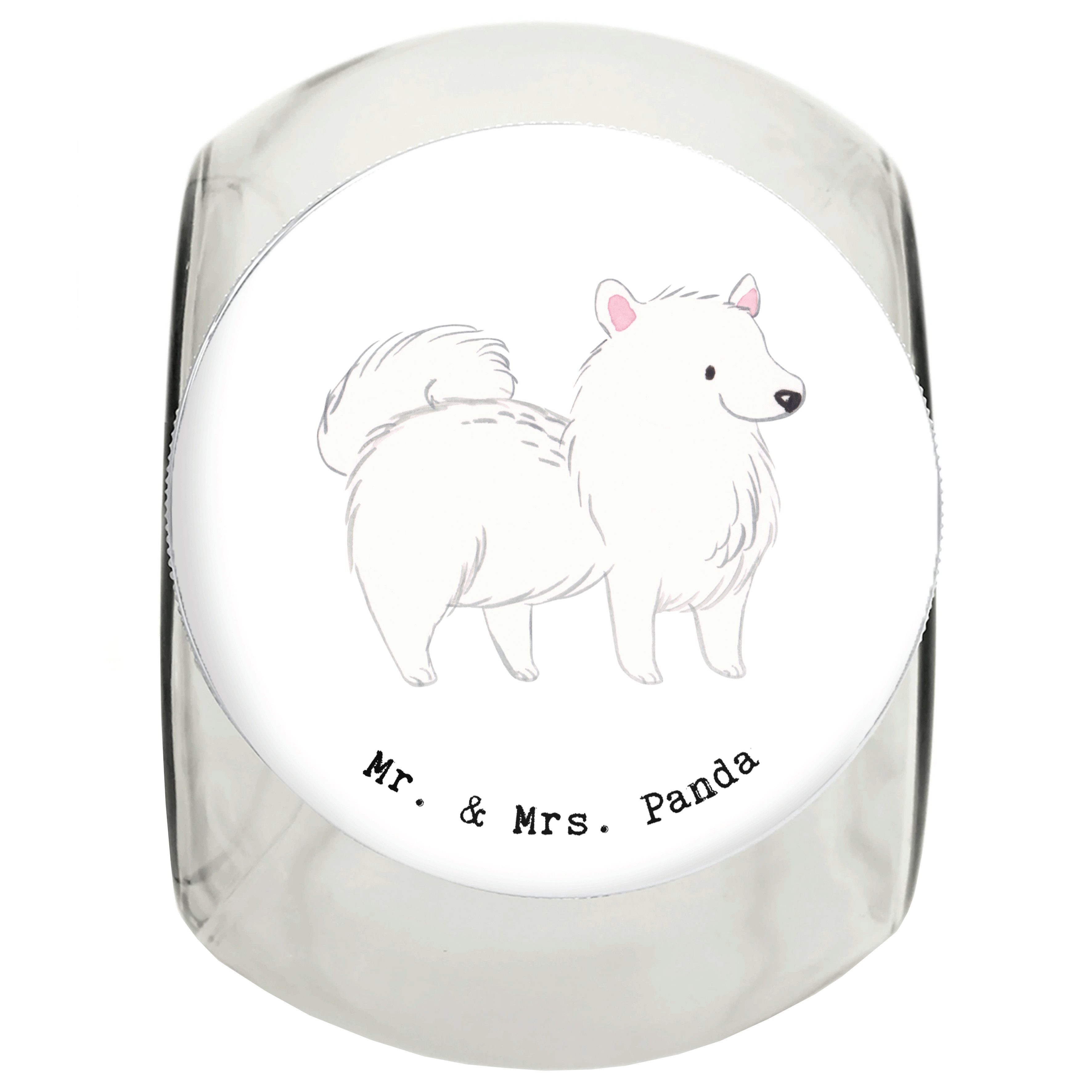 Mr. & Mrs. Panda Vorratsglas L 870ml Spitz Lebensretter - Weiß - Geschenk, Hundeleckerlies Behälte, Premium Glas, (1-tlg), Nachhaltige Lagerung