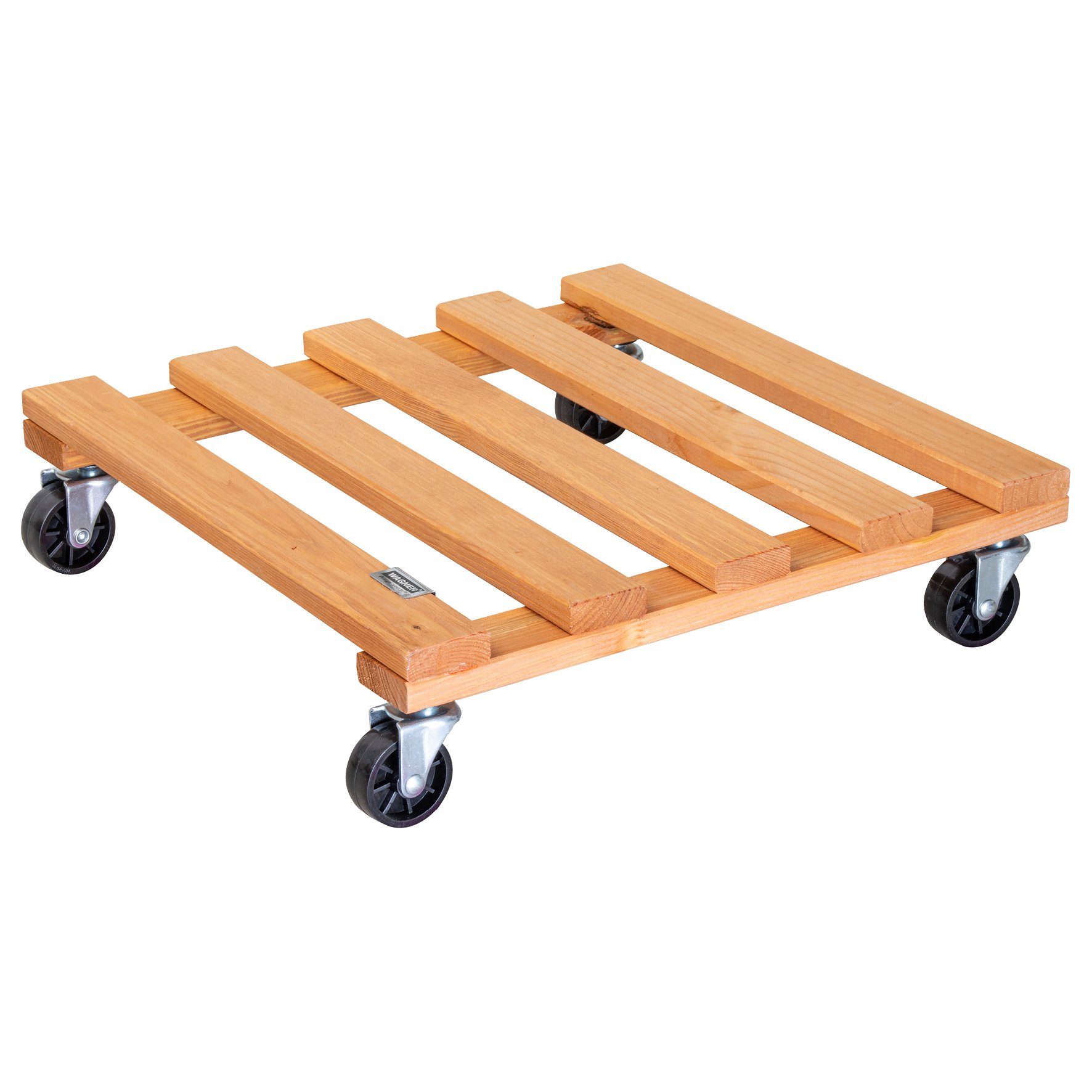 WAGNER design yourself Pflanzenroller PALETTI eckig 38 x 38 x 9,5 cm I für Innenbereich & Außenbereich I harte & softe Rollen I aus FSC®-Massivholz, kastanie & anthrazit I Tragkraft 120 kg I Made in EU