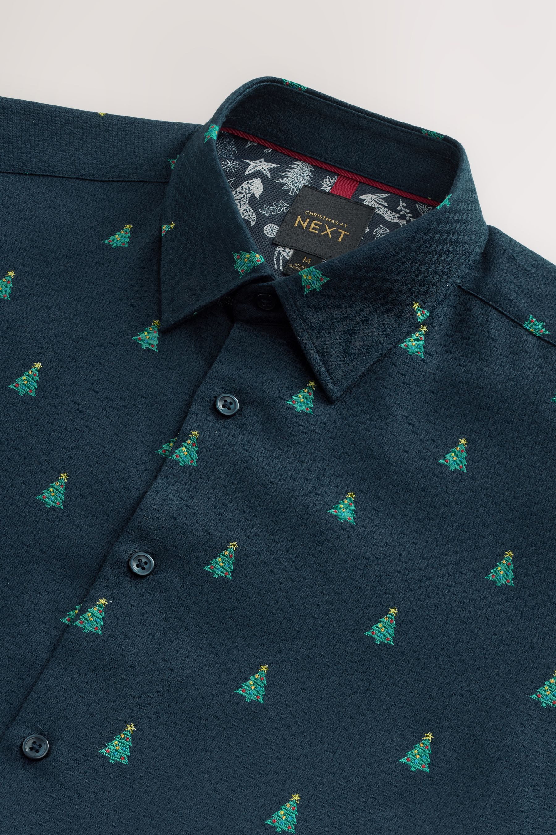 Next Langarmhemd Regular Fit Weihnachts-Langarmhemd mit Stickerei (1-tlg) günstig online kaufen