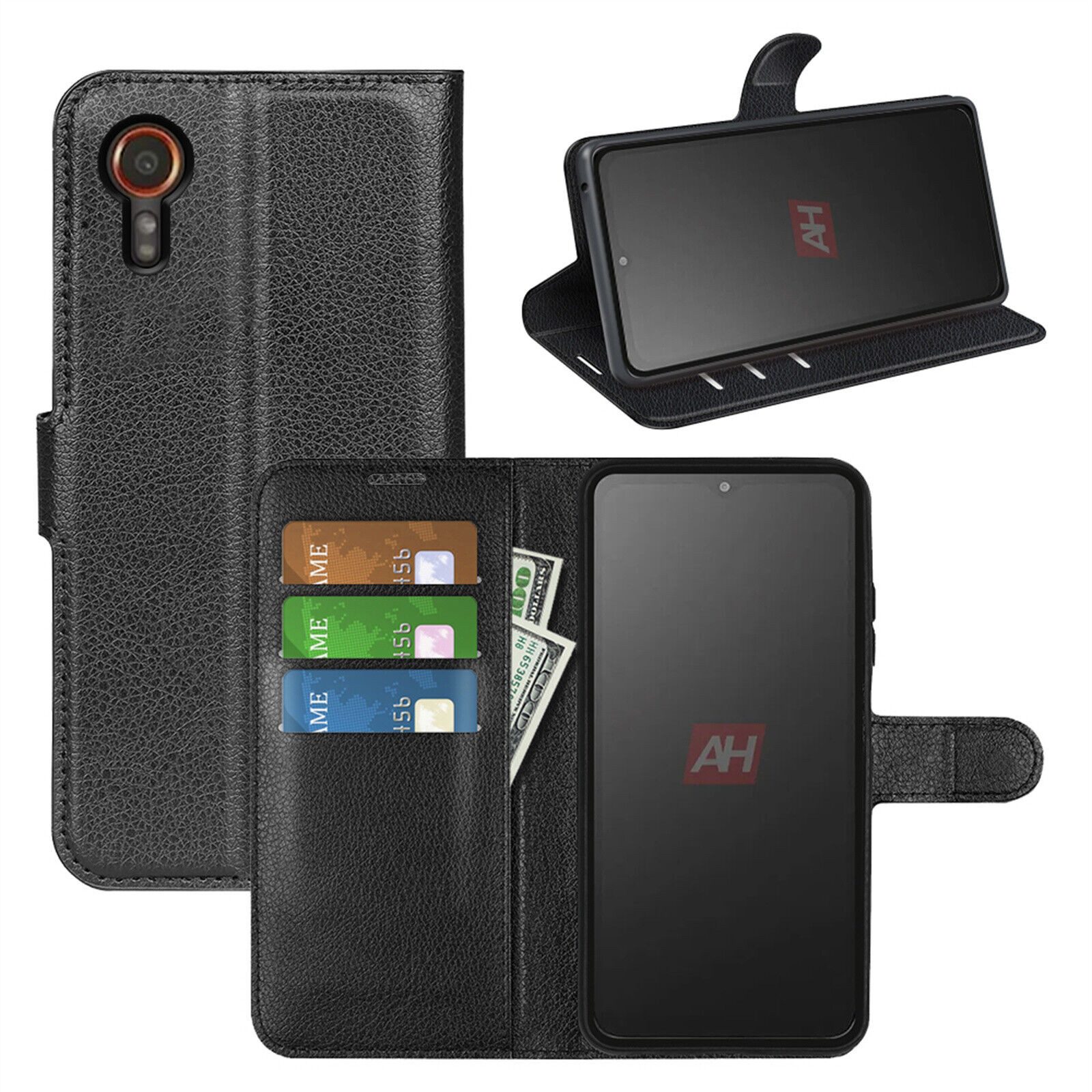 betterfon Handyhülle Handytasche für Samsung Galaxy Xcover 7 Schutzhülle Klapphülle Schwarz, 3 Kartenfächer, Magnetverschluss & Standfunktion im Lederlook