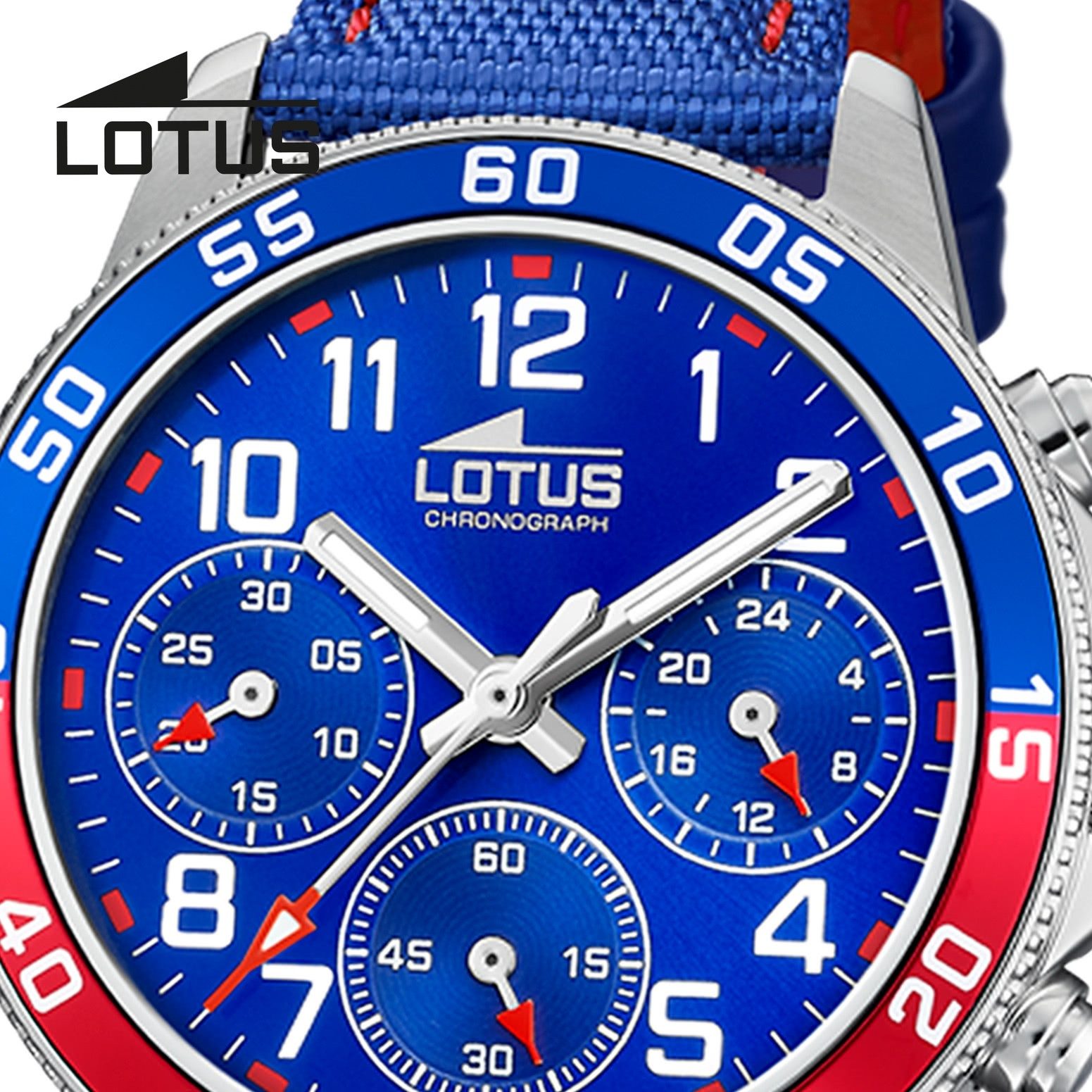 Lotus Chronograph Lotus Kinderuhr Leder blaurot Lotus, (Chronograph), Kinder Armbanduhr rund, mittel (ca. 36mm), Edelstahl
