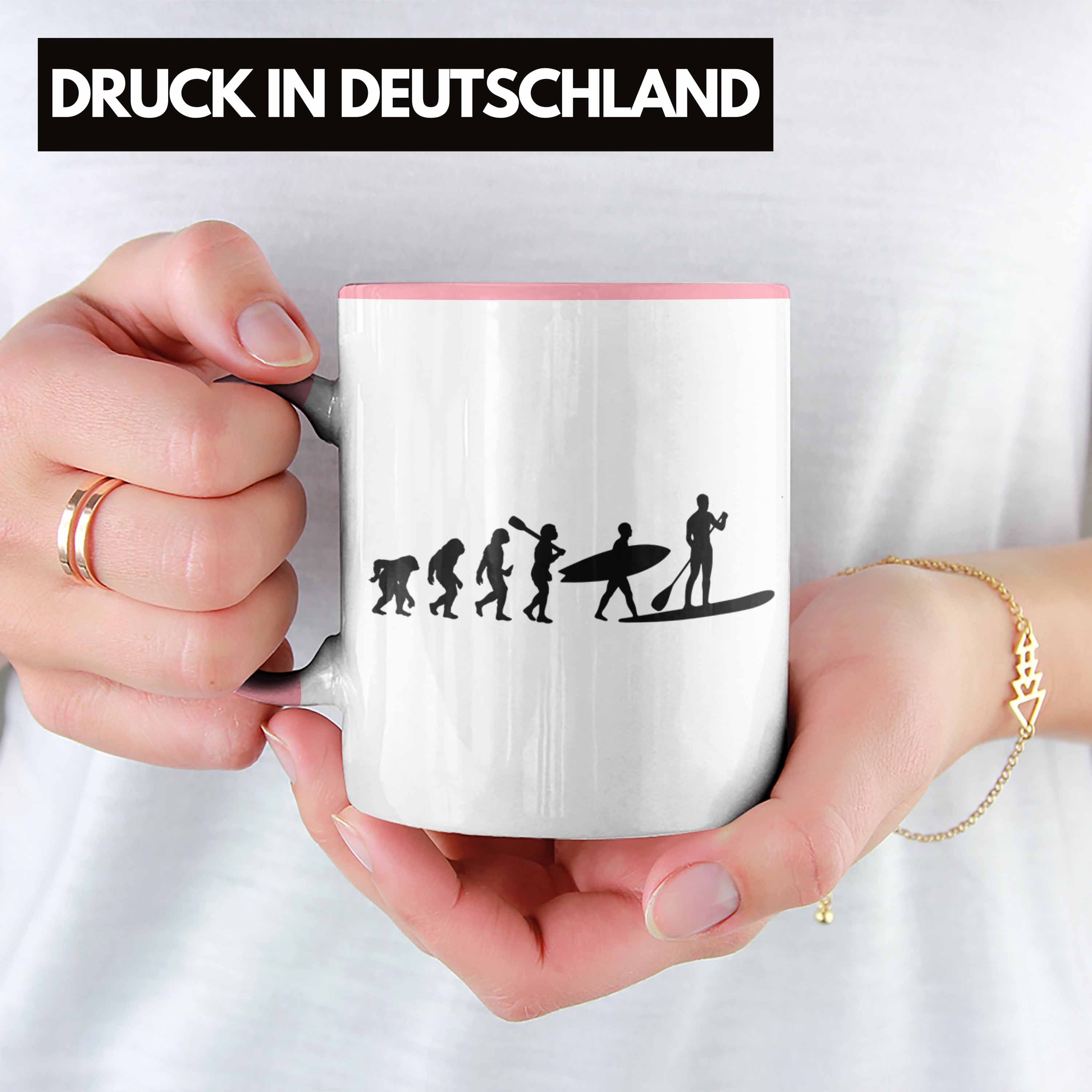 Lustige Standup - Rosa Trendation Evolution Grafik Tasse Trendation Geschenk Paddling Geschenkidee Tasse SUP