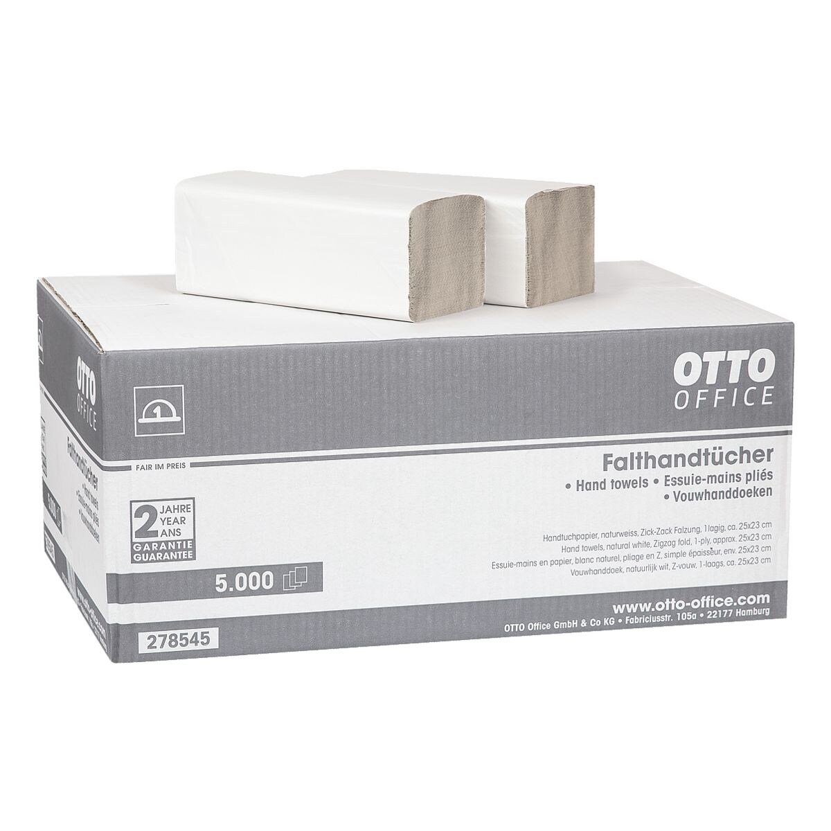 Otto Office Budget Papierhandtuch Budget, 1-lagig, Recyclingpapier mit  Z-Falzung, 25x23 cm, 5000 Tücher