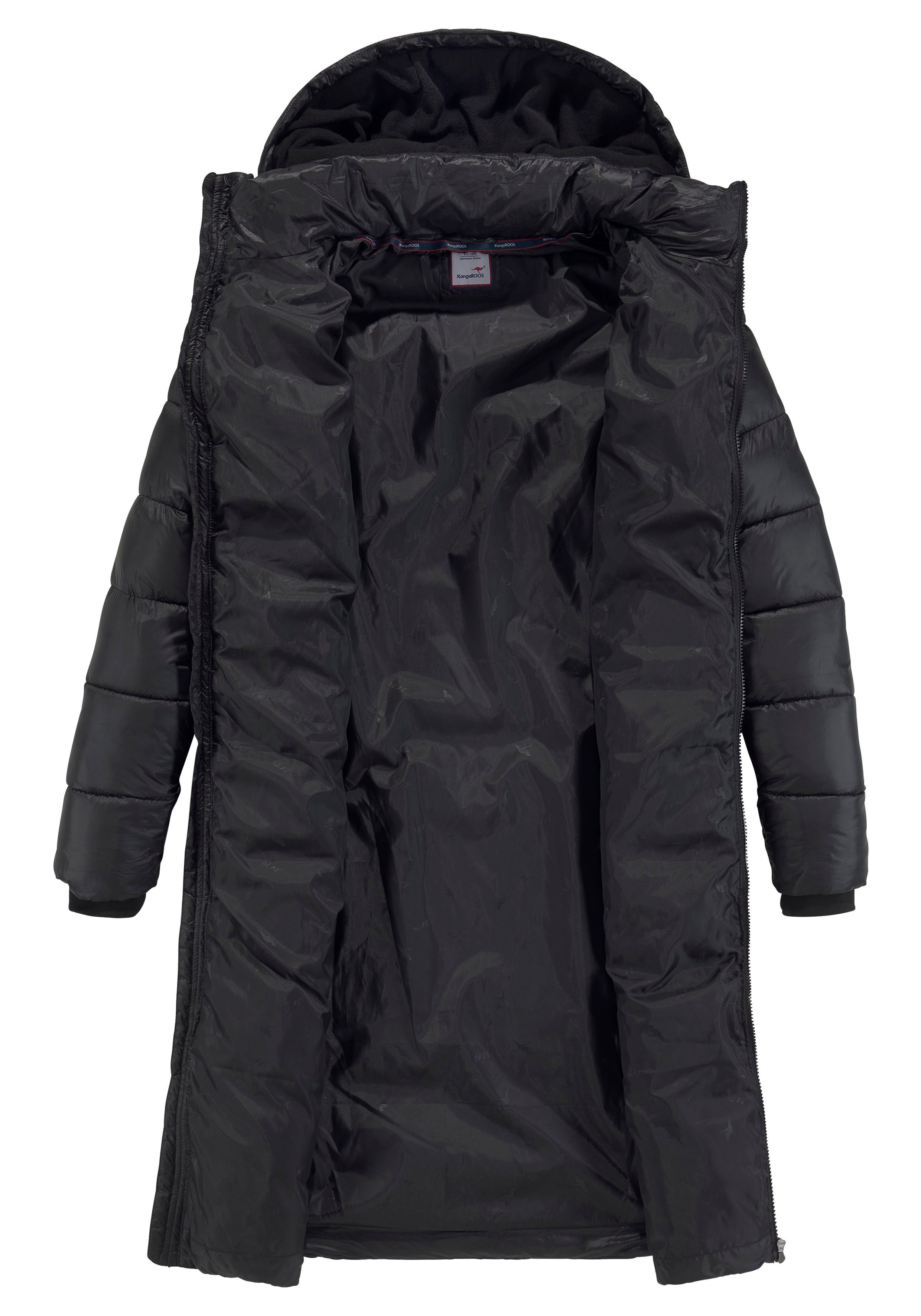 KangaROOS Steppmantel Material) abnehmbarer black Kapuze (Jacke aus mit nachhaltigem