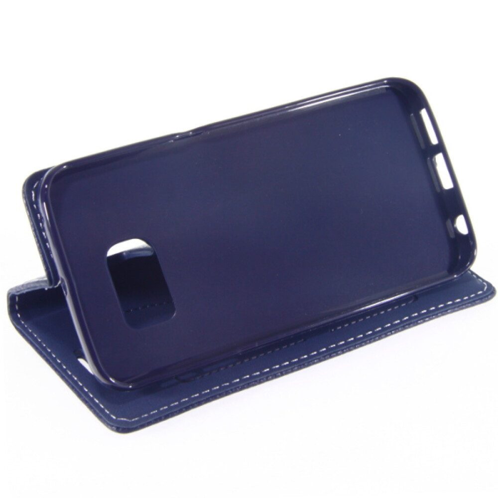 Handytasche Book Case Handyhülle für Samsung Galaxy S6 Edge Blau Schutz Tasche (Book Cover)