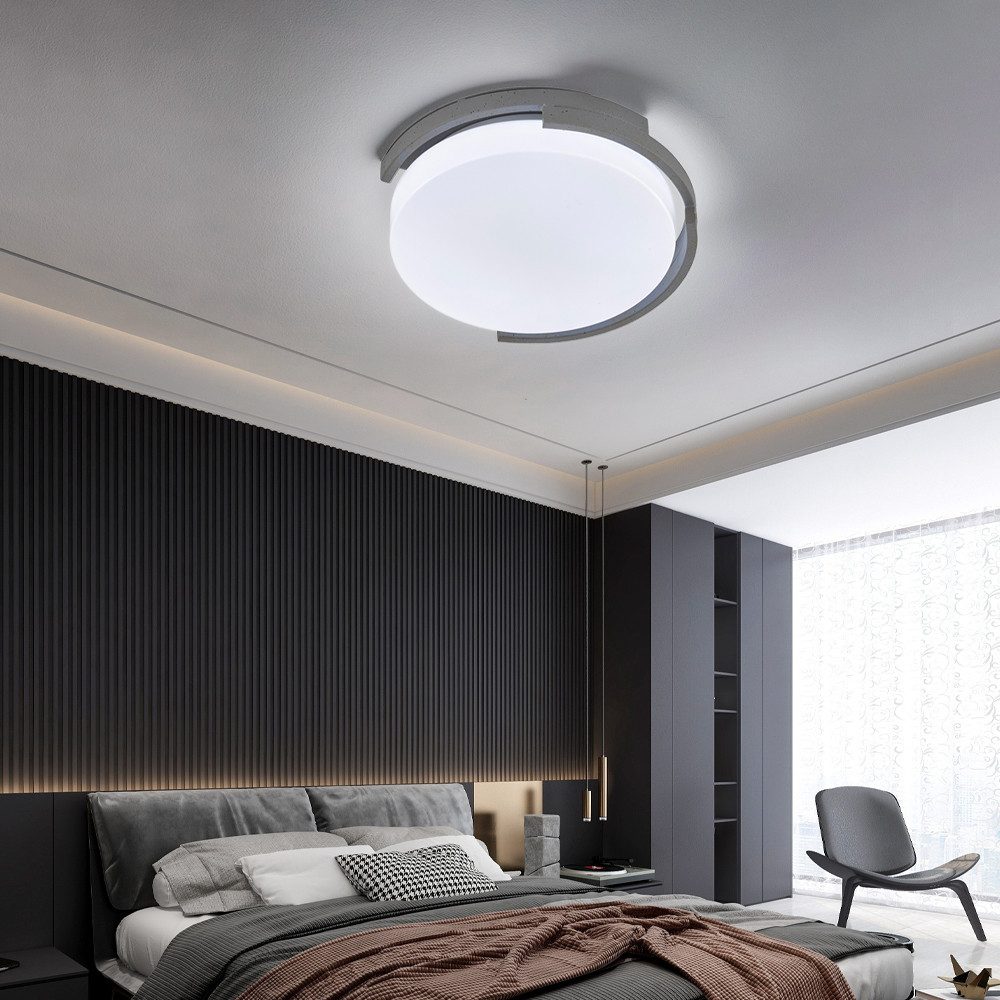 FISCHER & HONSEL LED Deckenleuchte, LED-Leuchtmittel fest verbaut, Warmweiß, Deckenlampe Deckenleuchte Wohnzimmerlampe grau LED Flurlampe D 30 cm