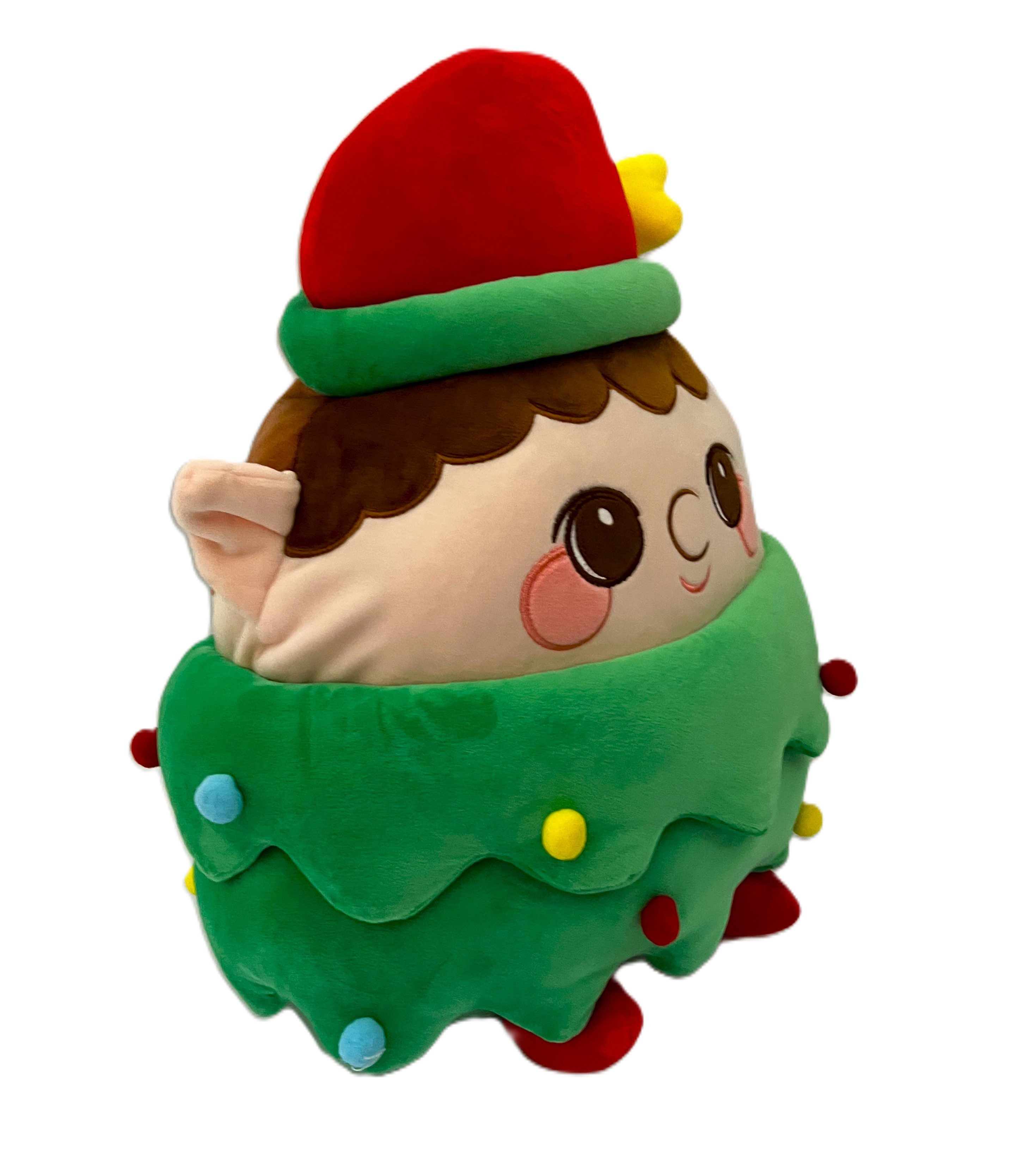 UNIQUE Living Dekokissen Kissen Kinder Weihnachten Grün Samt Tannenbaum Lustig 43 cm, Für Kinder