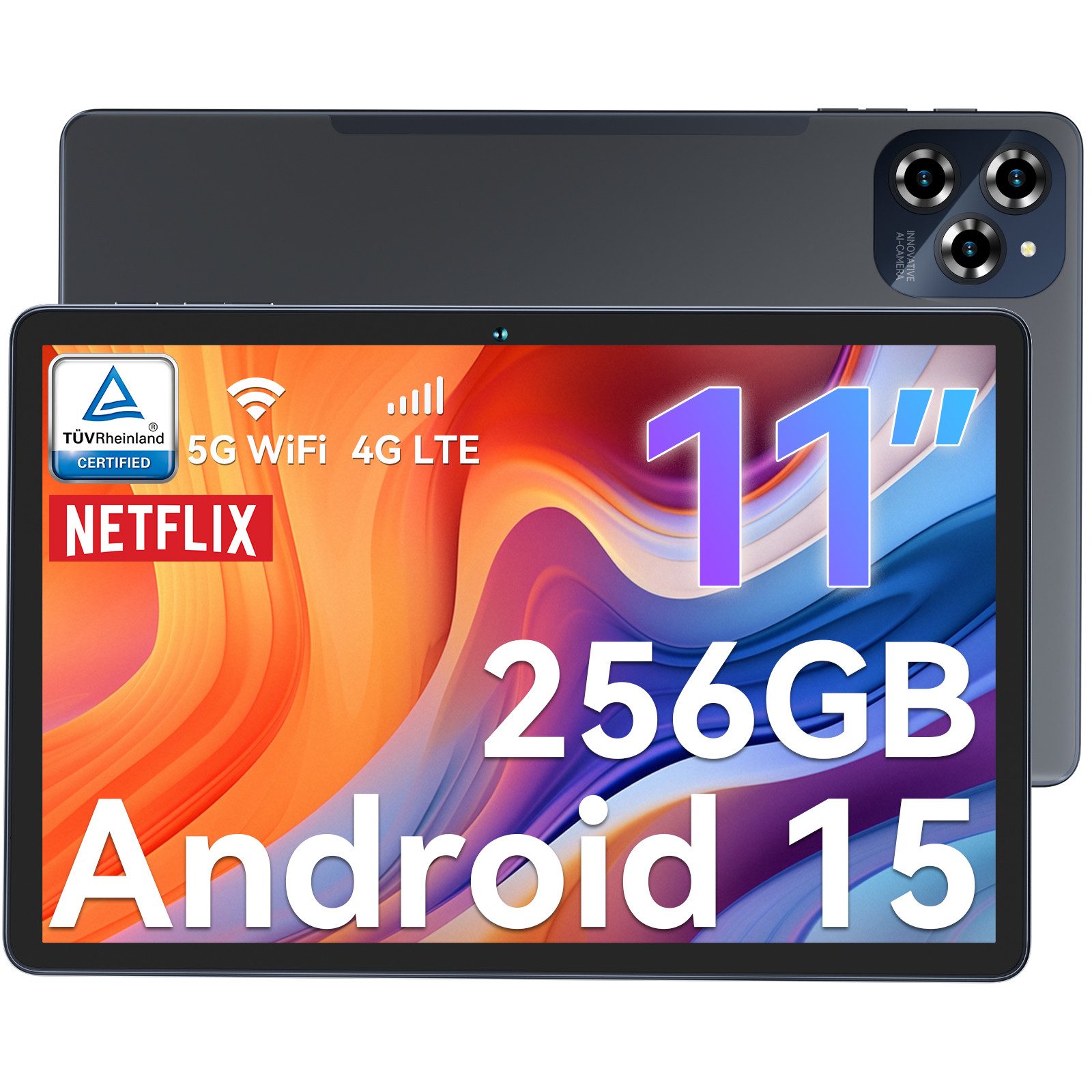 TABWEE W90 Tablet (11", 256 GB, 4G LTE, FHD Display, 8000 mAh Akku, Al Magic, Android 15)