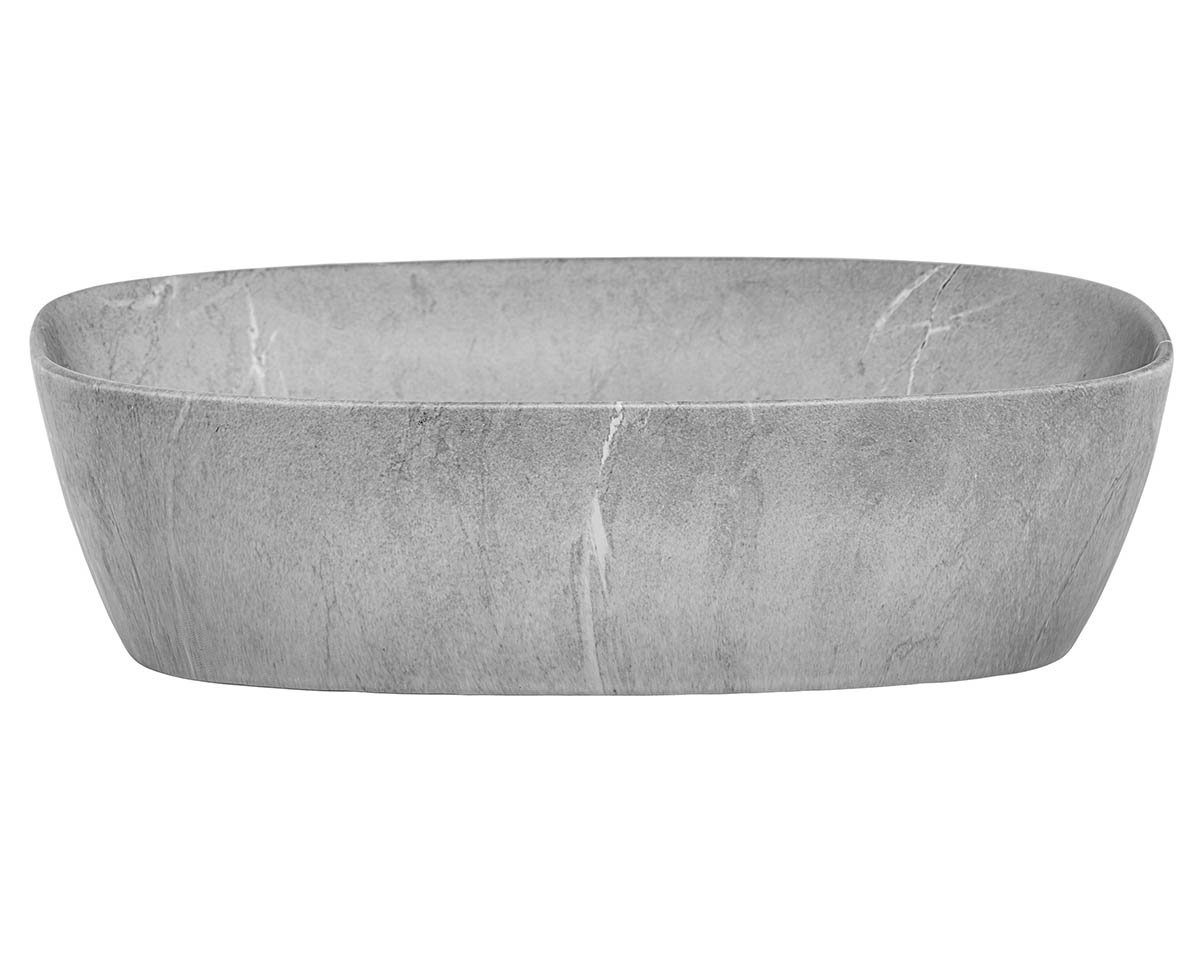 einfachgutemoebel Waschtisch-Set Aufsatz-Waschbecken 50cm marmoriert, Keramik Schale, grau, (Waschbecken, 1-St., Waschbecken) – Bild 3 von 4