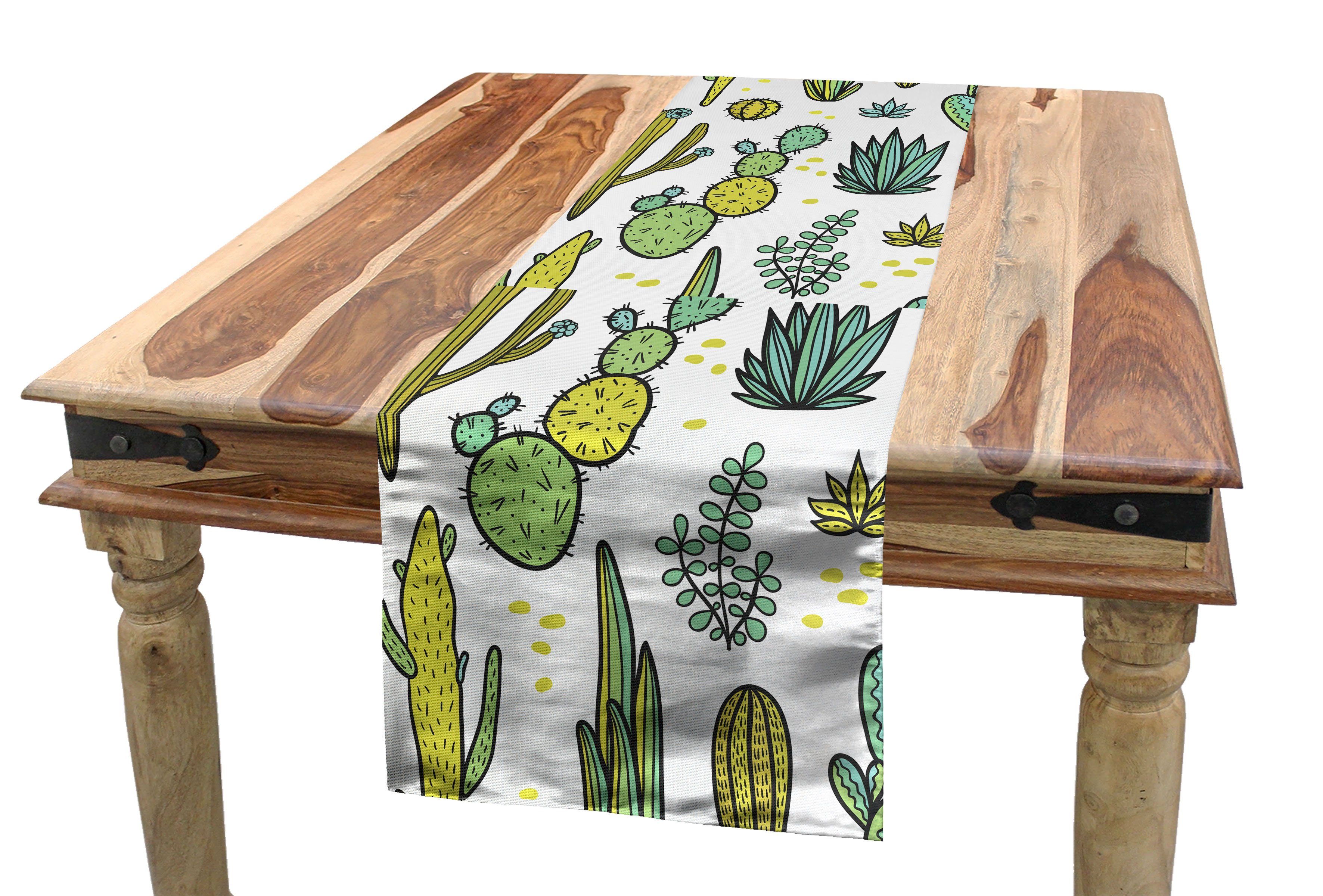 Abakuhaus Tischläufer Esszimmer Küche Rechteckiger Dekorativer Tischläufer, Kaktus Tropisches Laub Motiv