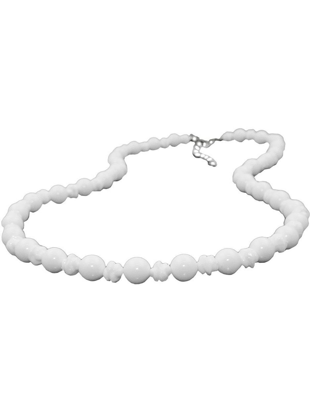 Gallay Perlenkette 2 verschiedene Kunststoffperlen im Wechsel weiß-glänzend 40cm (1-tlg)