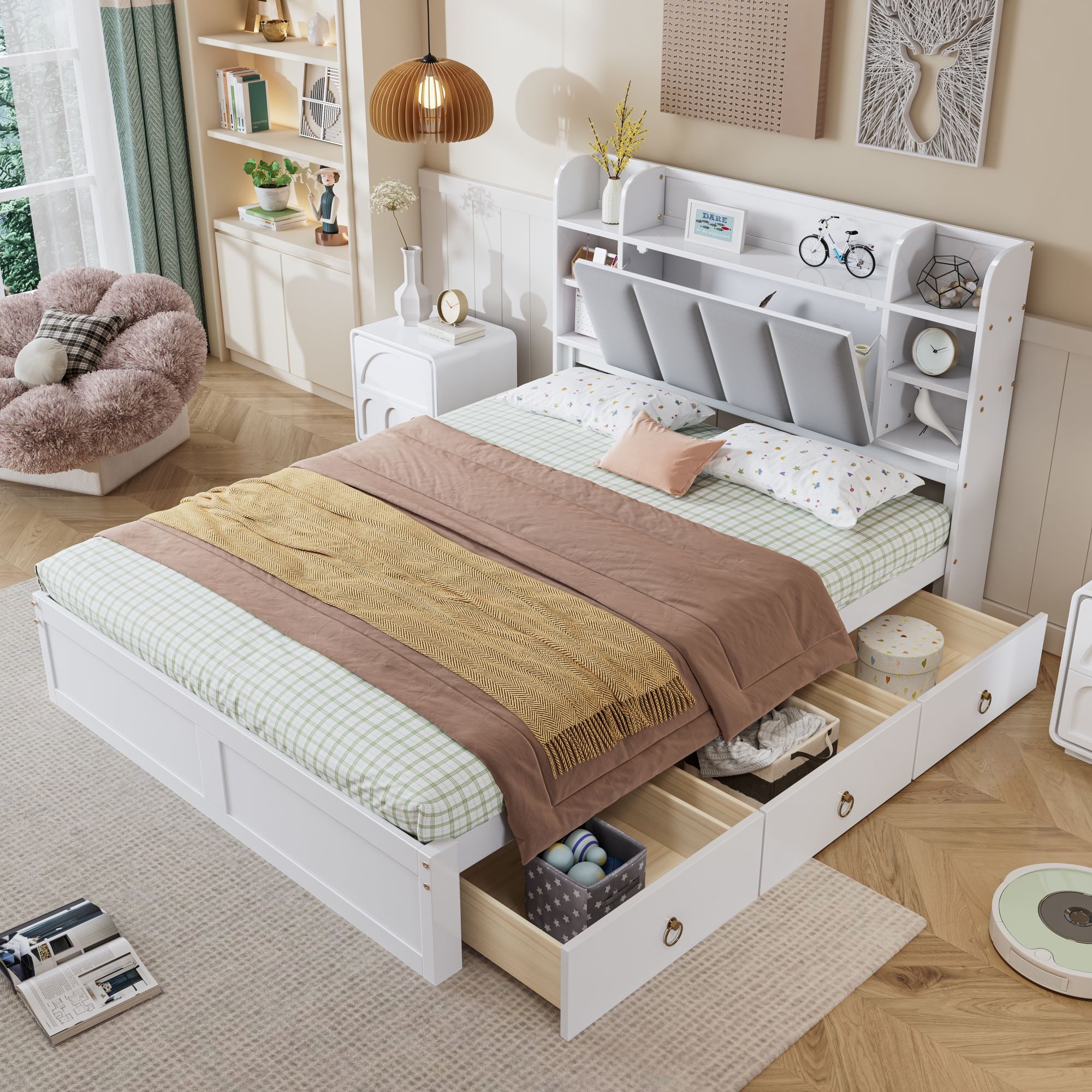 Flieks Massivholzbett, Doppelbett Polsterbett 140x200cm mit günstig online kaufen