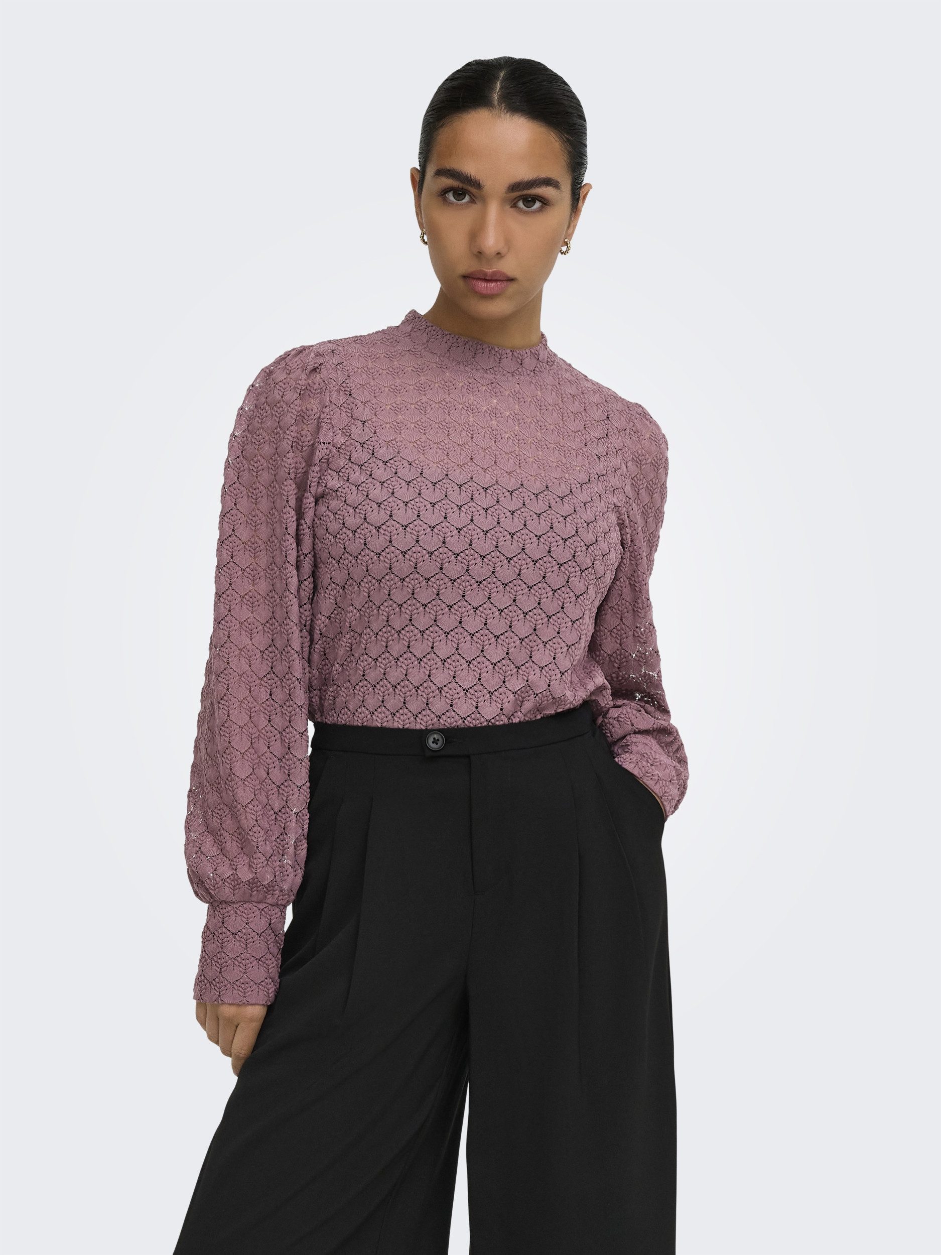 ONLY Blusenshirt JDYAVERY L/S LACE TOP JRS NOOS 199131 Grape Shake – Bild 4 von 5