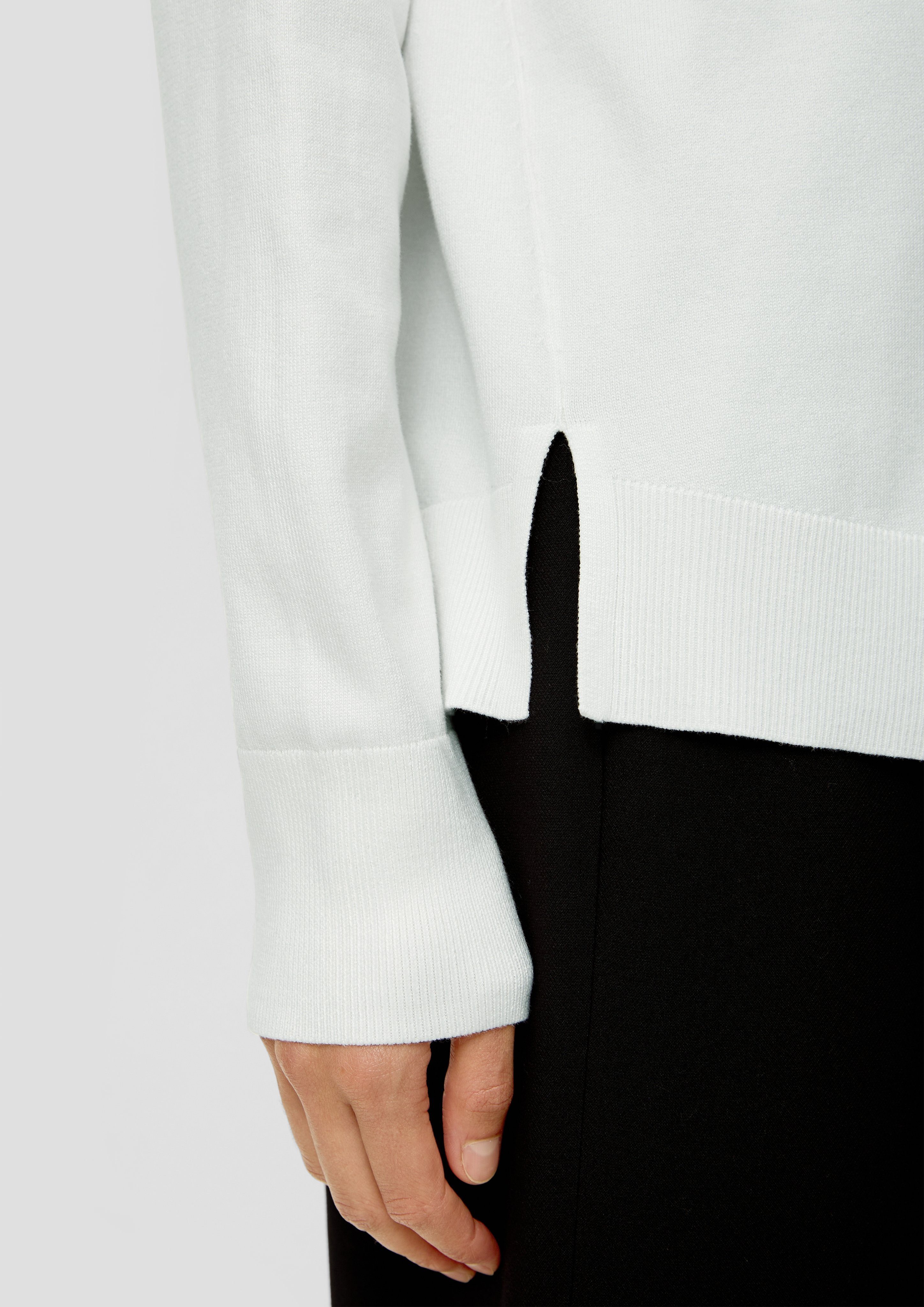 s.Oliver BLACK LABEL Drop-Shoulder Look Longpullover mit white