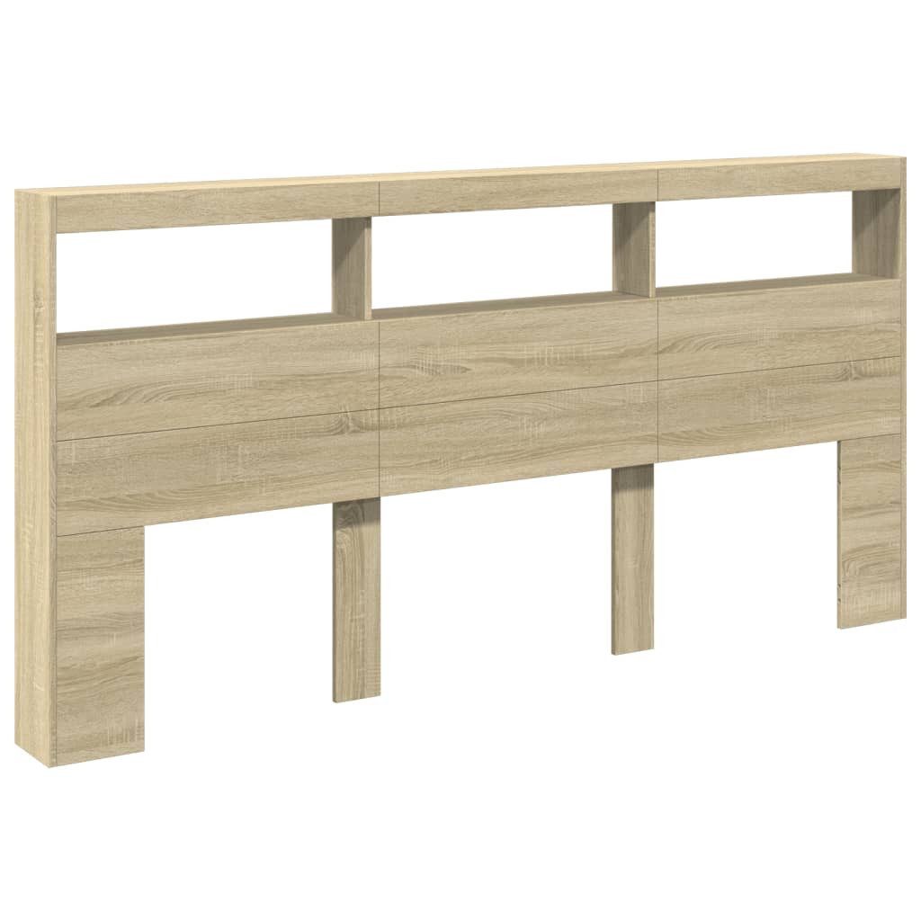 vidaXL Bett LED-Kopfteil mit Ablagen Sonoma-Eiche 200x17x102 cm (1-tlg)