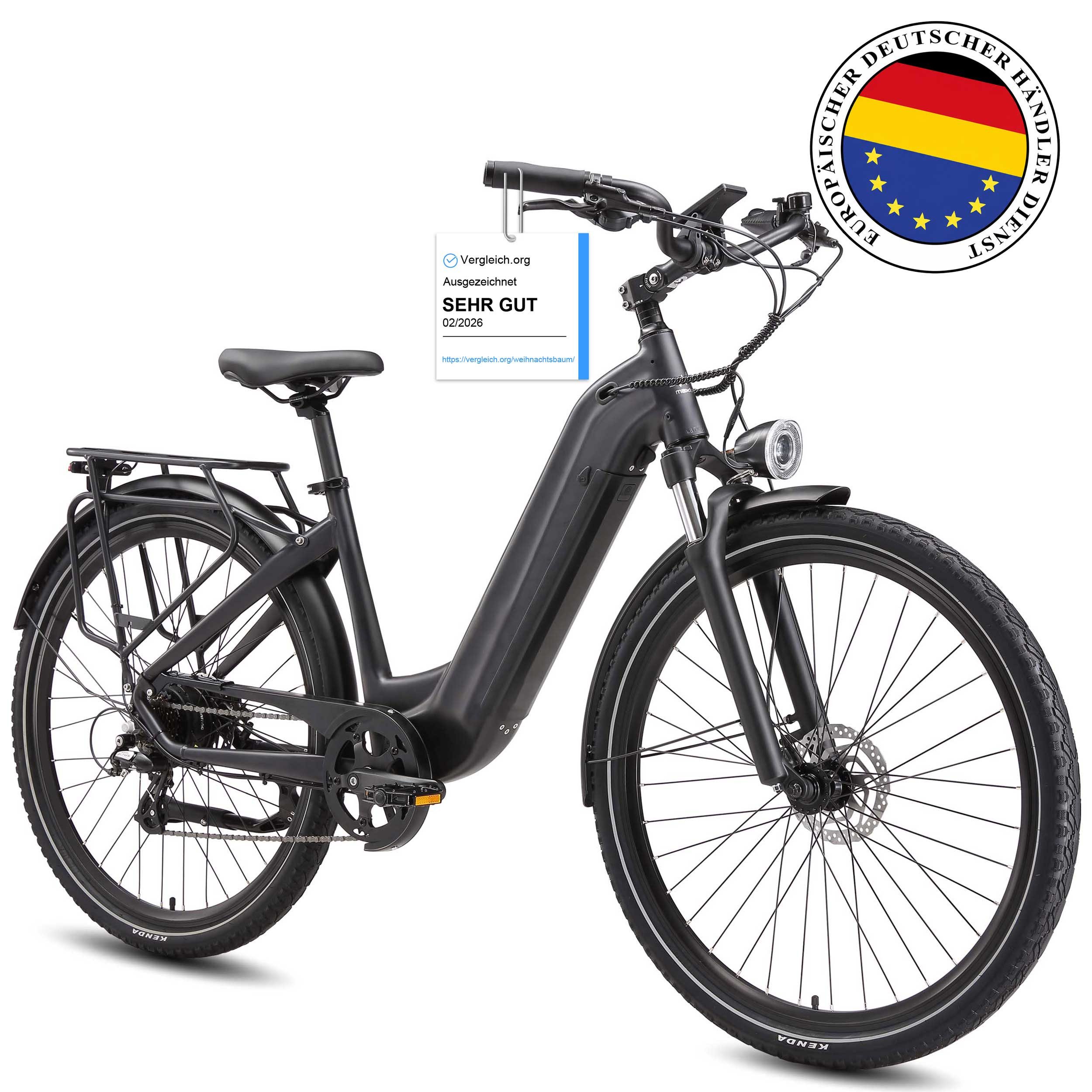Vankel E-Bike Cityrad Marathon E-Fahrrad Damen u. Herren 810WH Pedelec, 36V 22,5AH 100 km, Kettenschaltung, Heckmotor, 810 Wh, Cityrad 7 Gang Shimano,Scheibenbremsen, Kettenschaltung, E-bikes