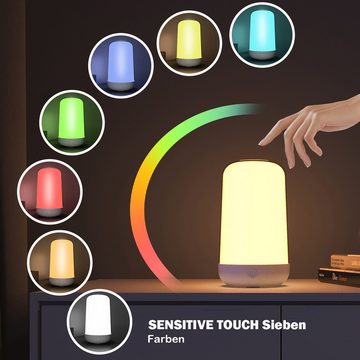 DTC GmbH LED Nachtlicht Touch Dimmbar RGB LED Tischlampe LED-Schlaflampe, Wiederaufladbare, Wiederaufladbare, Timer, Bluetooth, Kabellos16 Millionen Farben für Kinder oder ältere