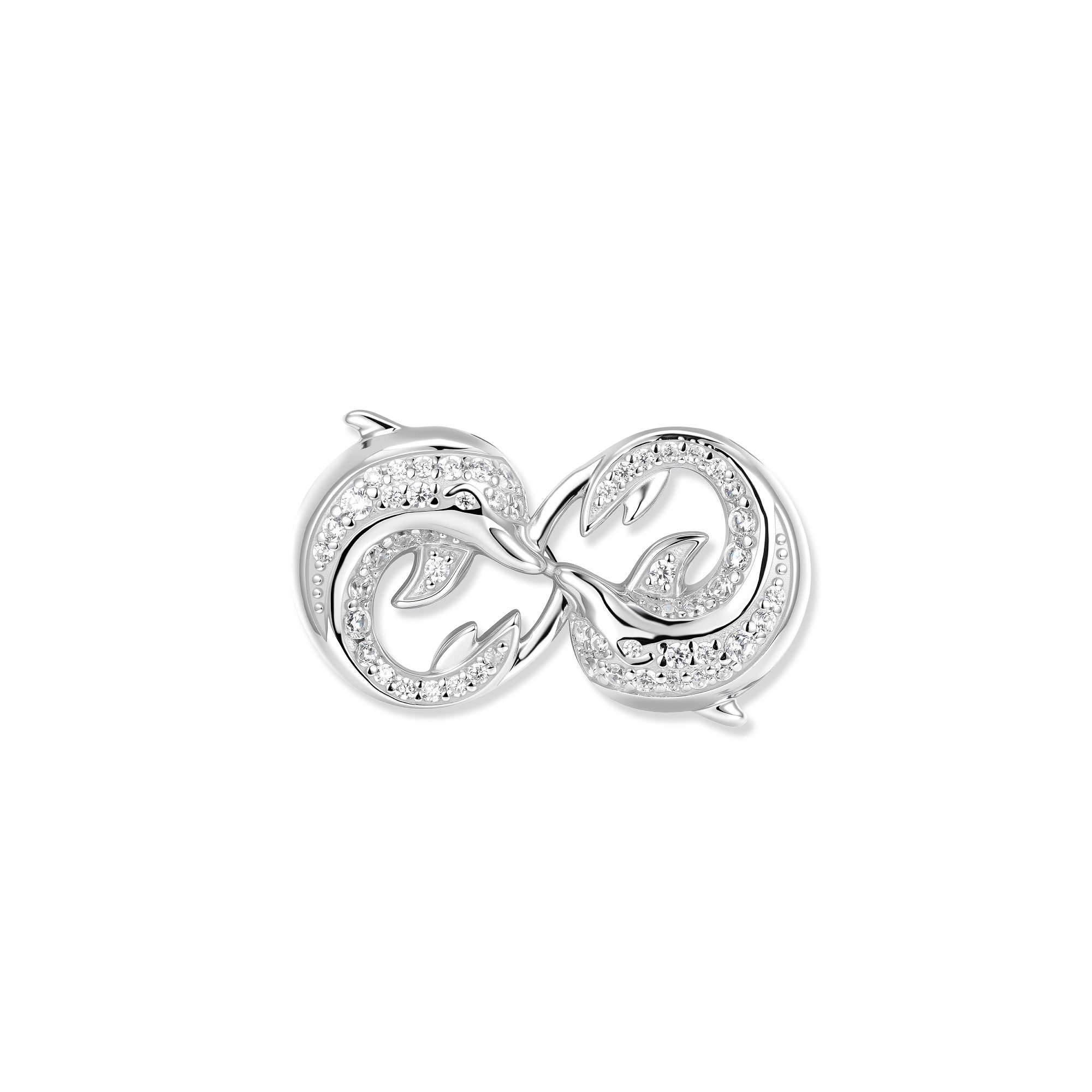 Seinerzeit FLORA & FAUNA Kettenanhänger White Delfin Infinity Anhänger (1-tlg), Material: 925 Sterling Silber rhodiniert