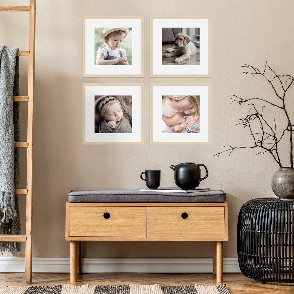 WANDStyle Bilderrahmen-Set H950, für 4 Bilder, Natur-Optik, aus Massivholz im Stil Modern