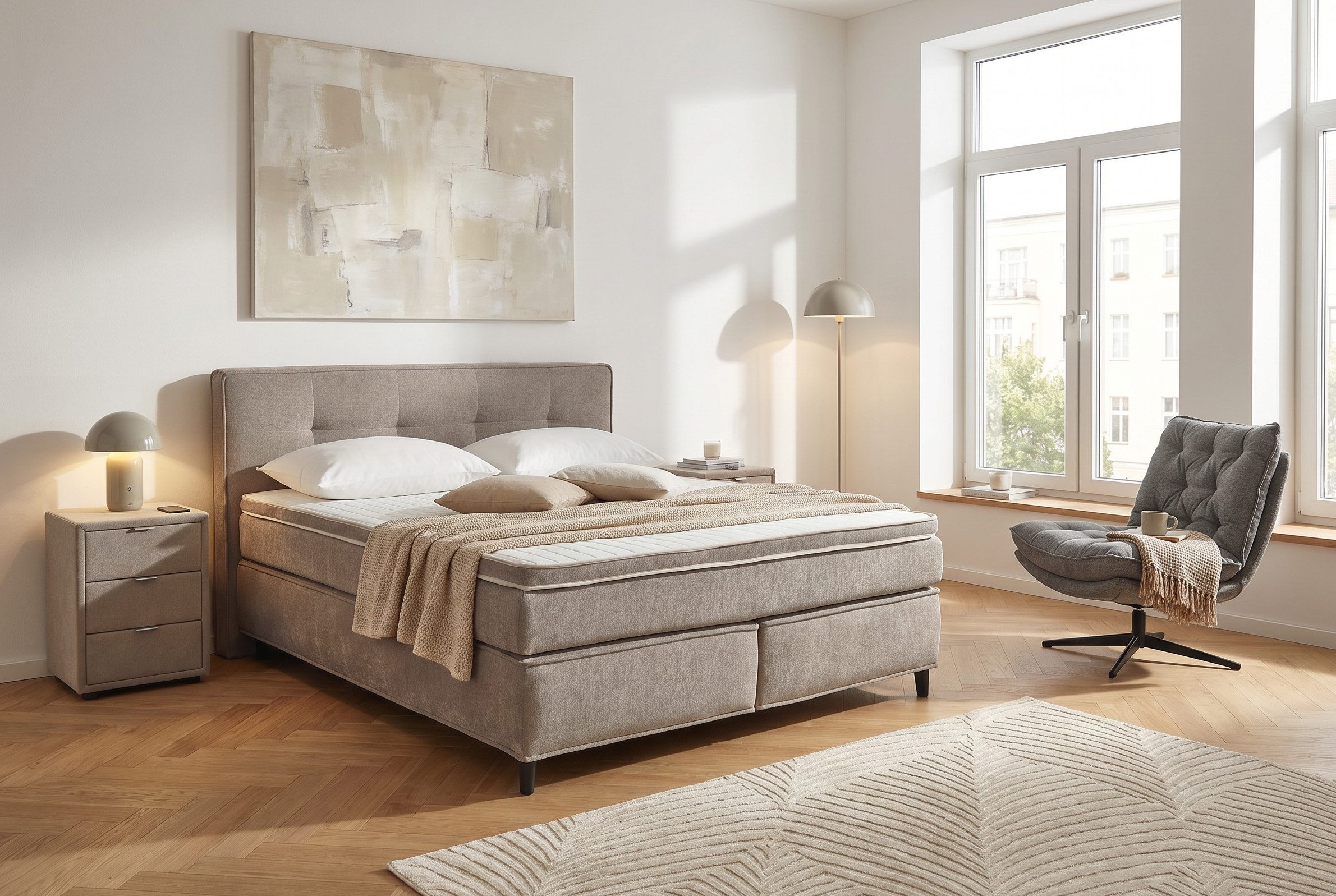 Jockenhöfer Gruppe Boxspringbett Capello, 7-Zonen-TTFK-Matratze, KS-Topper, 160x200 cm oder 180x200 cm, verschiedene Härtegrade wählbar