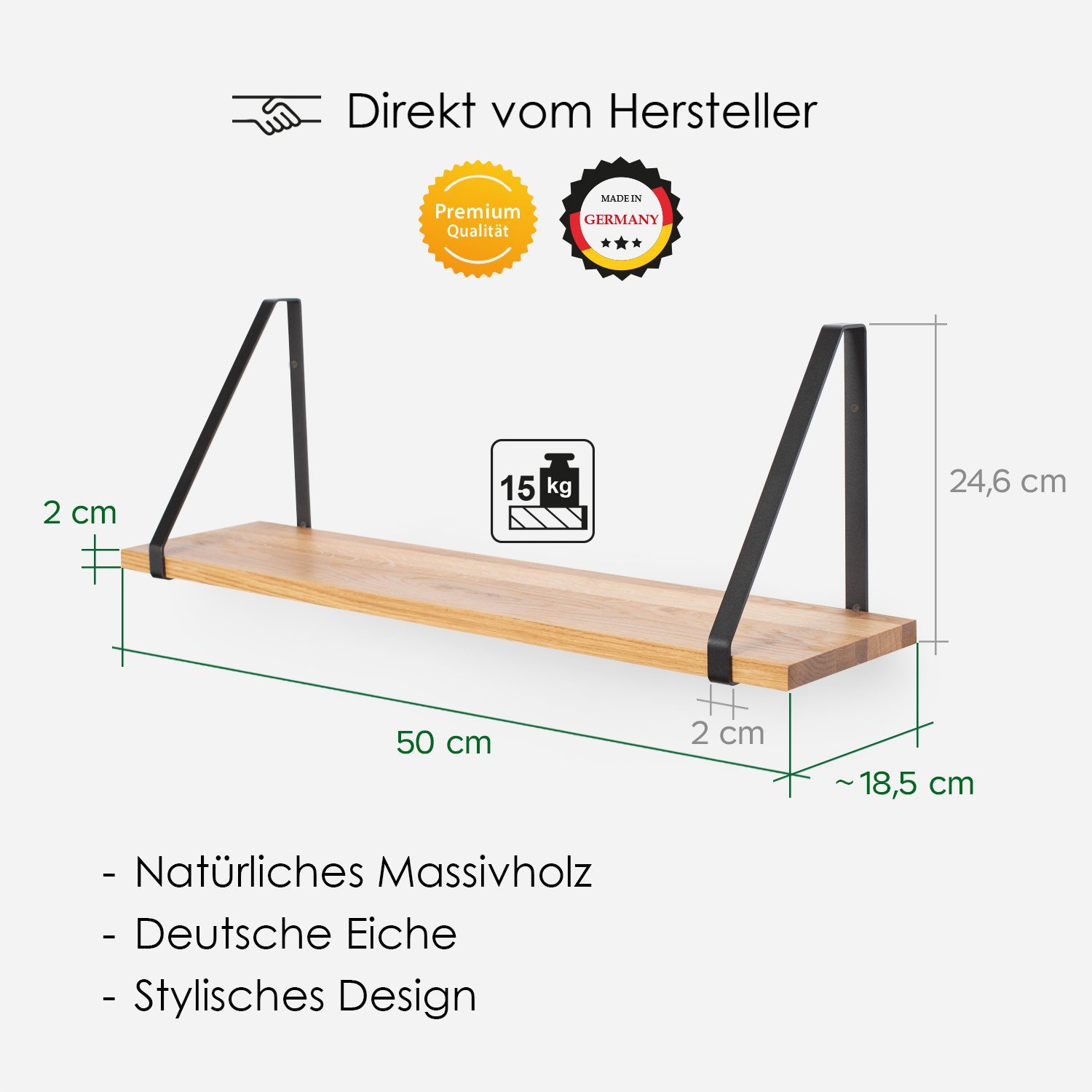 Rikmani Wandregal RAY Schweberegal Eiche schwarz, günstig online kaufen