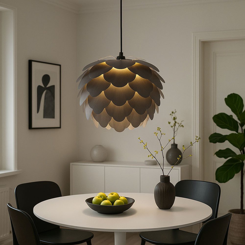 EGLO Hängeleuchte, Leuchtmittel nicht inklusive, Hängeleuchte Anthrazit 1-Flammig Pendelleuchte Blätterdesign H 110 cm