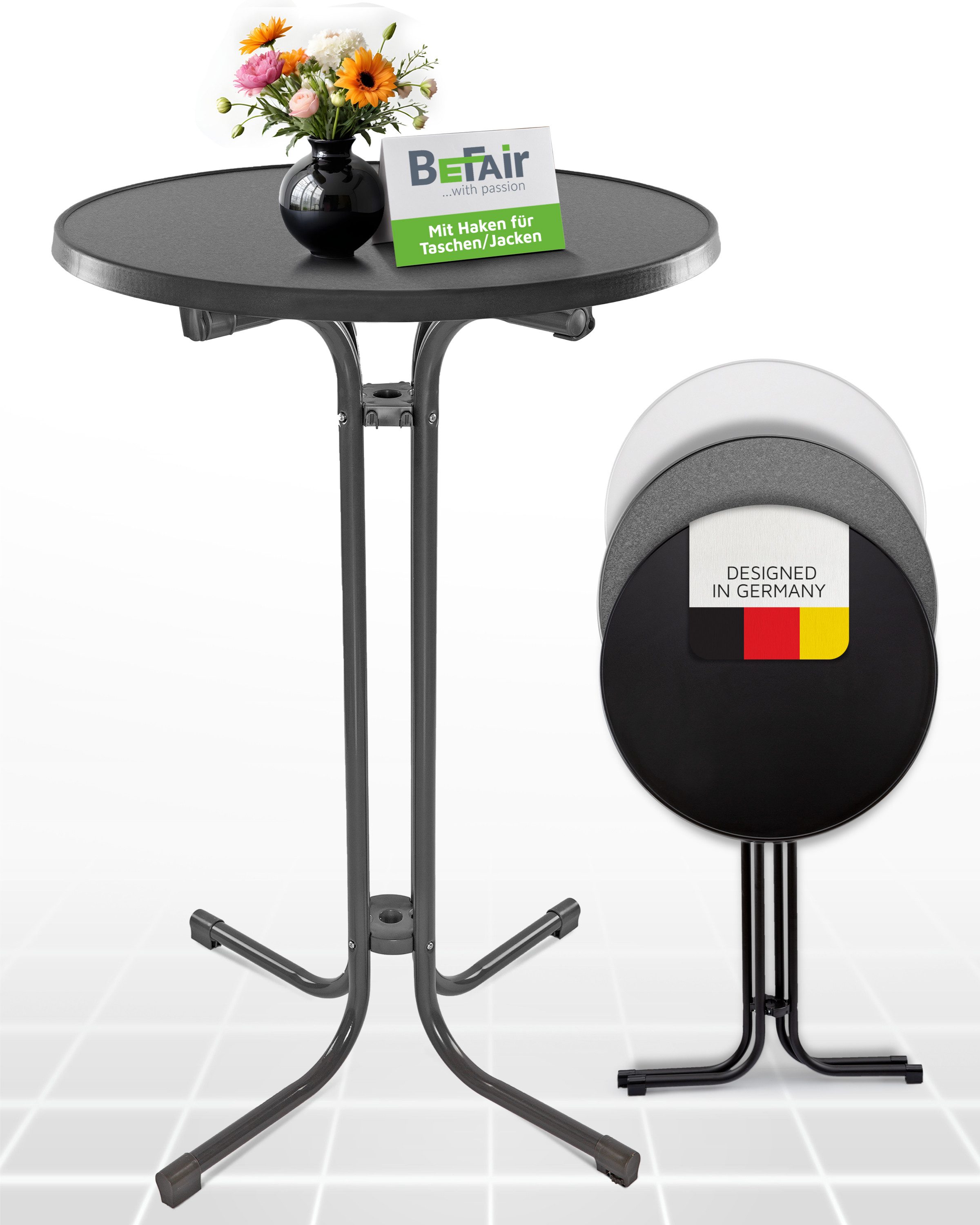 BeFair Stehtisch Nico (Vormontiert), klappbar Grau günstig online kaufen