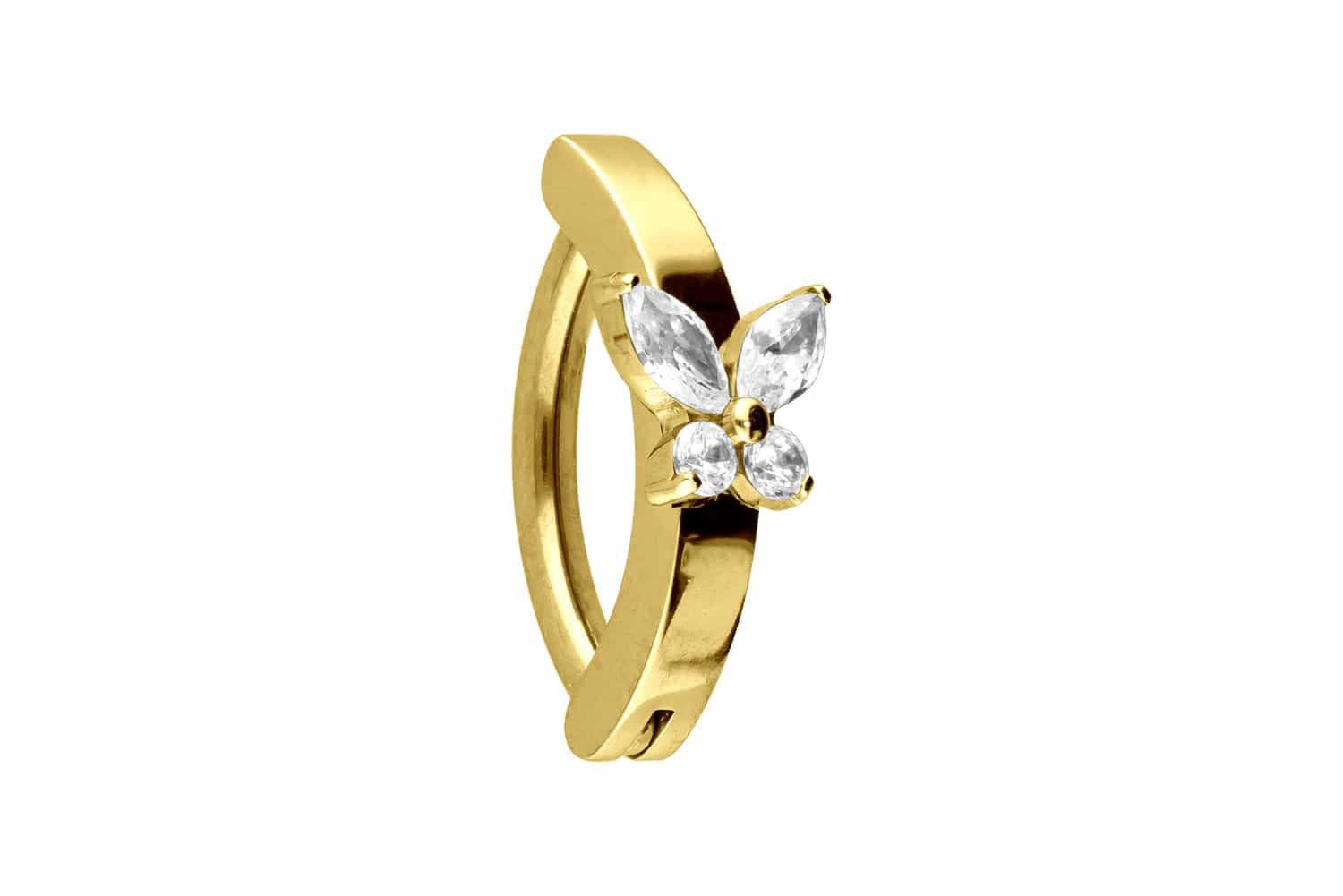 PIERCINGLINE Bauchnabelpiercing Titan Bauchnabelclicker BOGEN + KRISTALLSCHMETTERLING (Clicker, 1-tlg)