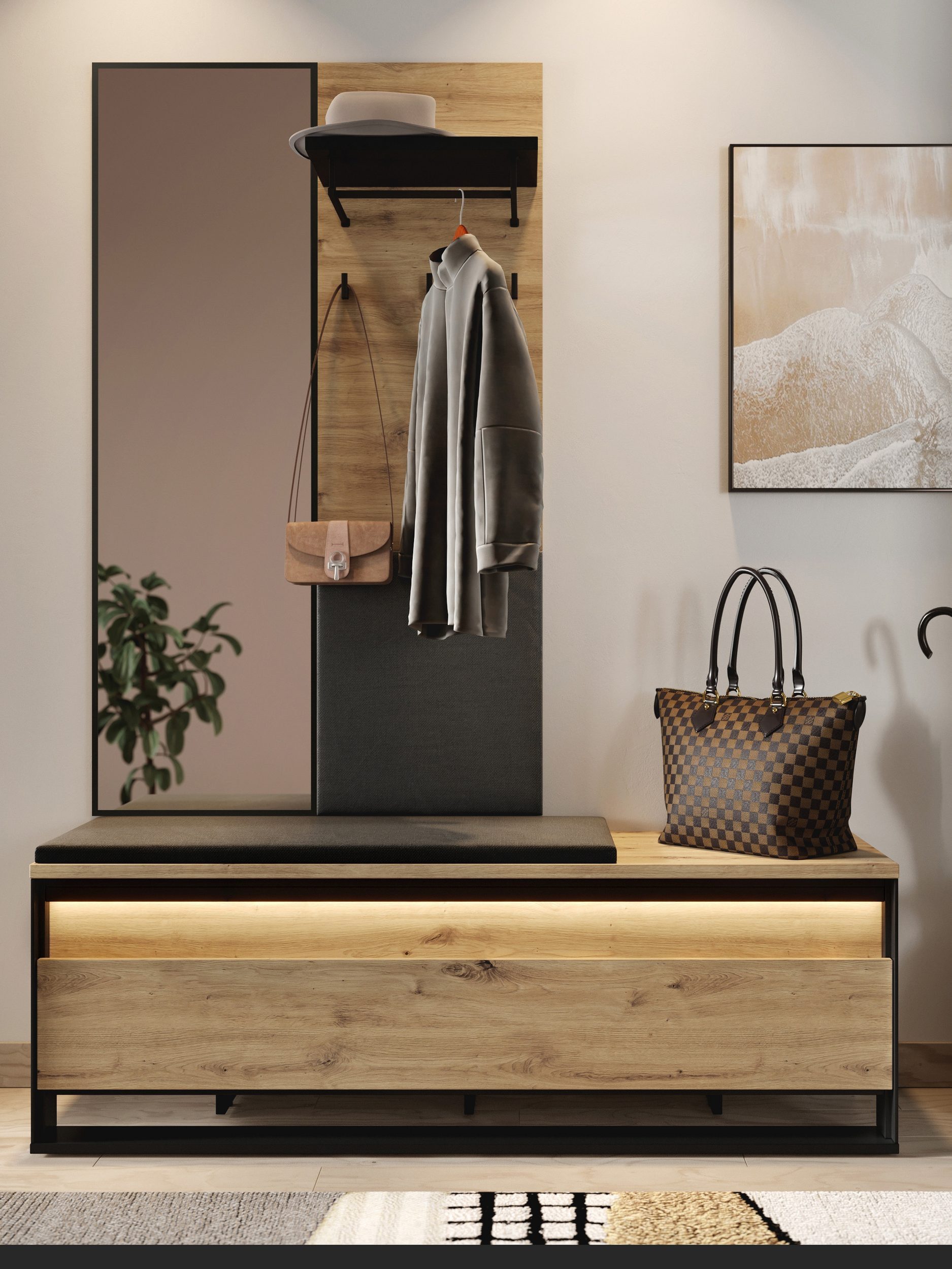 Compleo Garderoben-Set LIMA mit Spiegel und Kleiderbügeln, Schuhregal für d günstig online kaufen