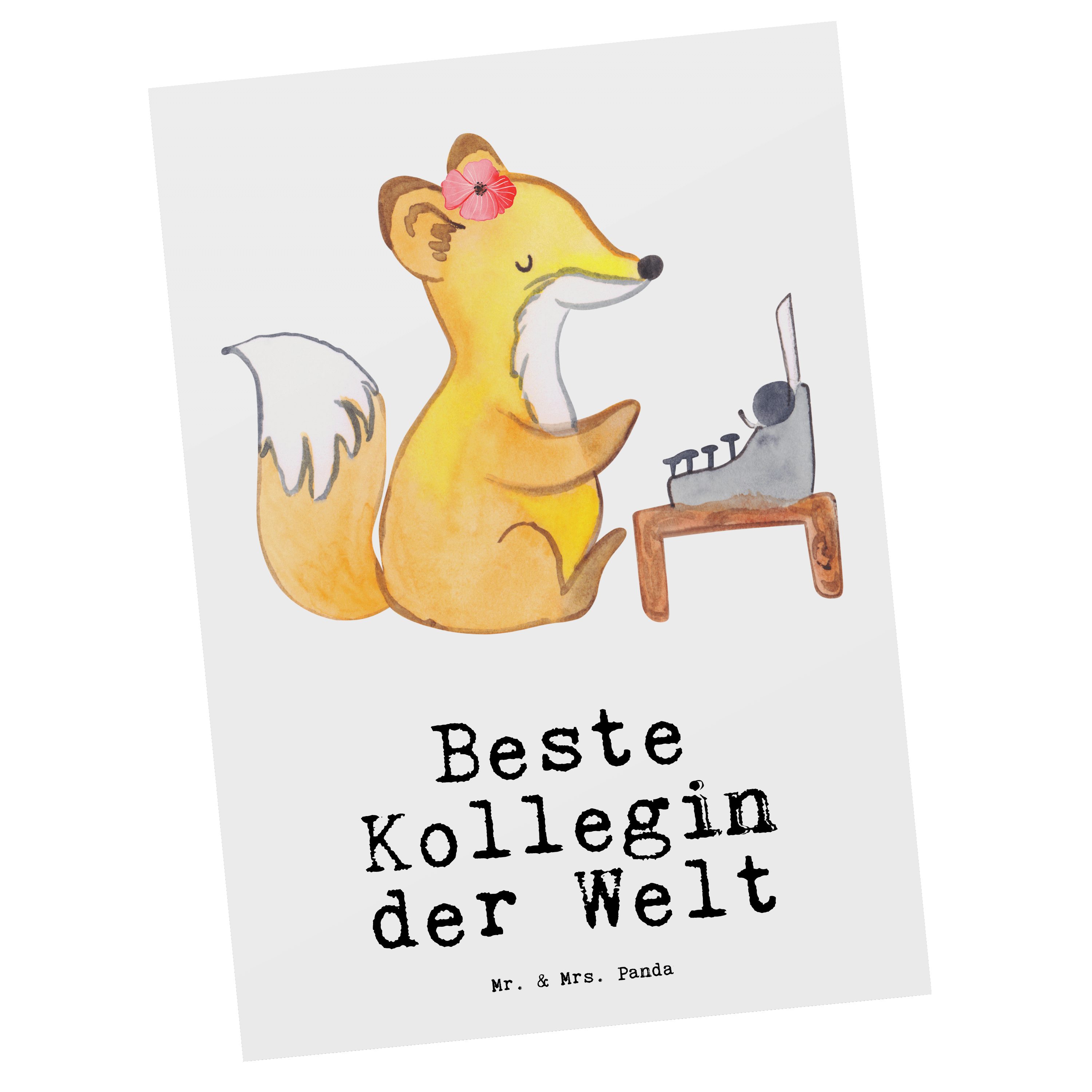 Mr. & Mrs. Panda Postkarte Fuchs Beste Kollegin der Welt - Weiß - Geschenk, Danke, Geburtstagsge