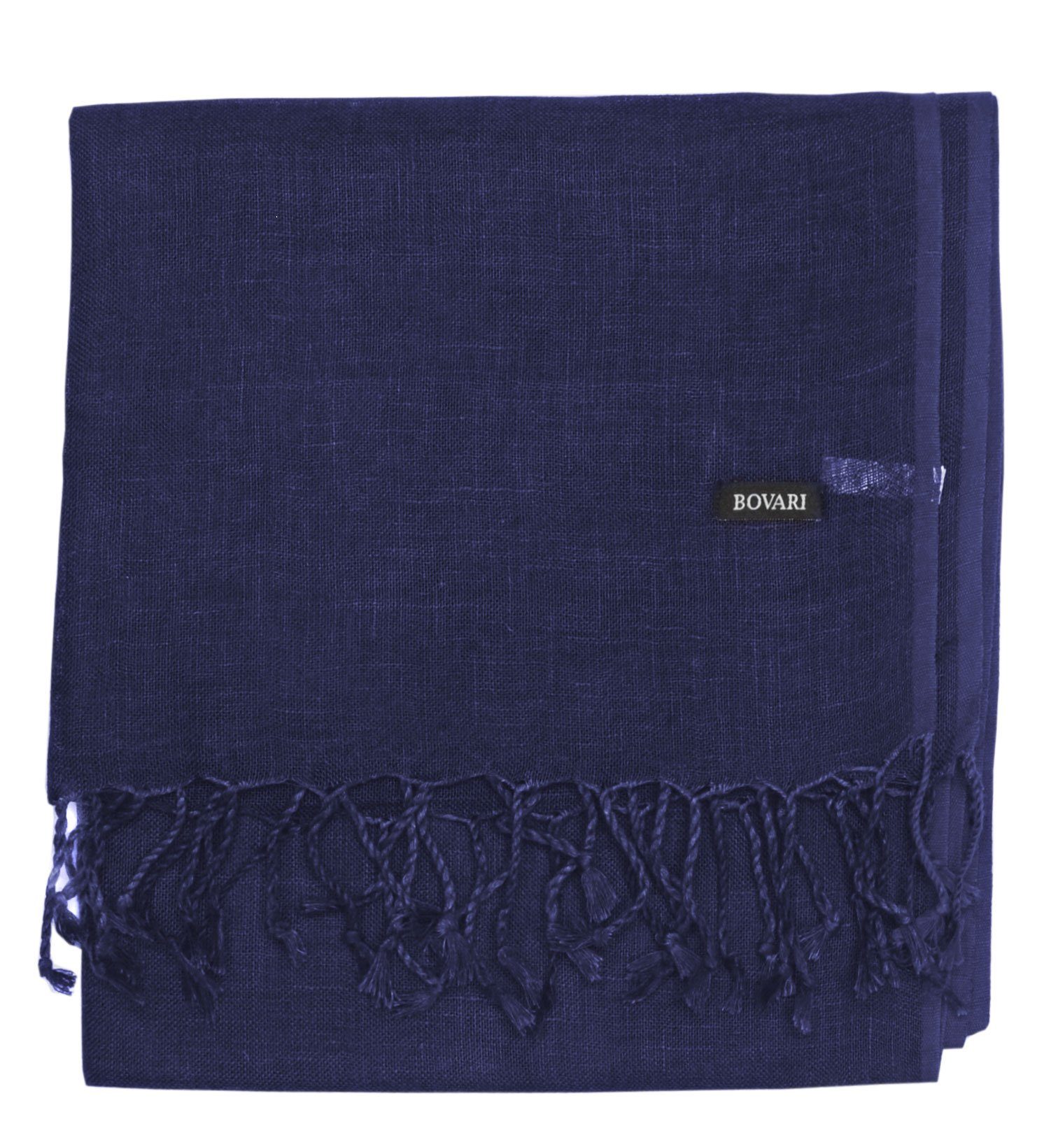 aus leicht und Fransen-Schal atmungsaktiv Ganzjahres-Schal Leinen, Schal Herren - für Bovari Leinen Schal 100% Damen – und dunkel-blau –