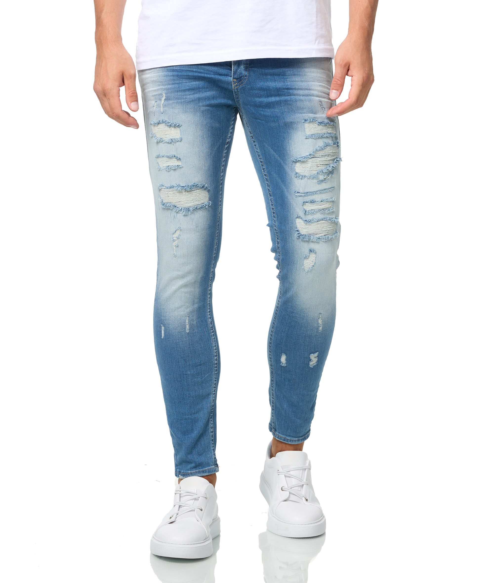 Denim House Slim-fit-Jeans Lässige Destroyed Herren günstig online kaufen