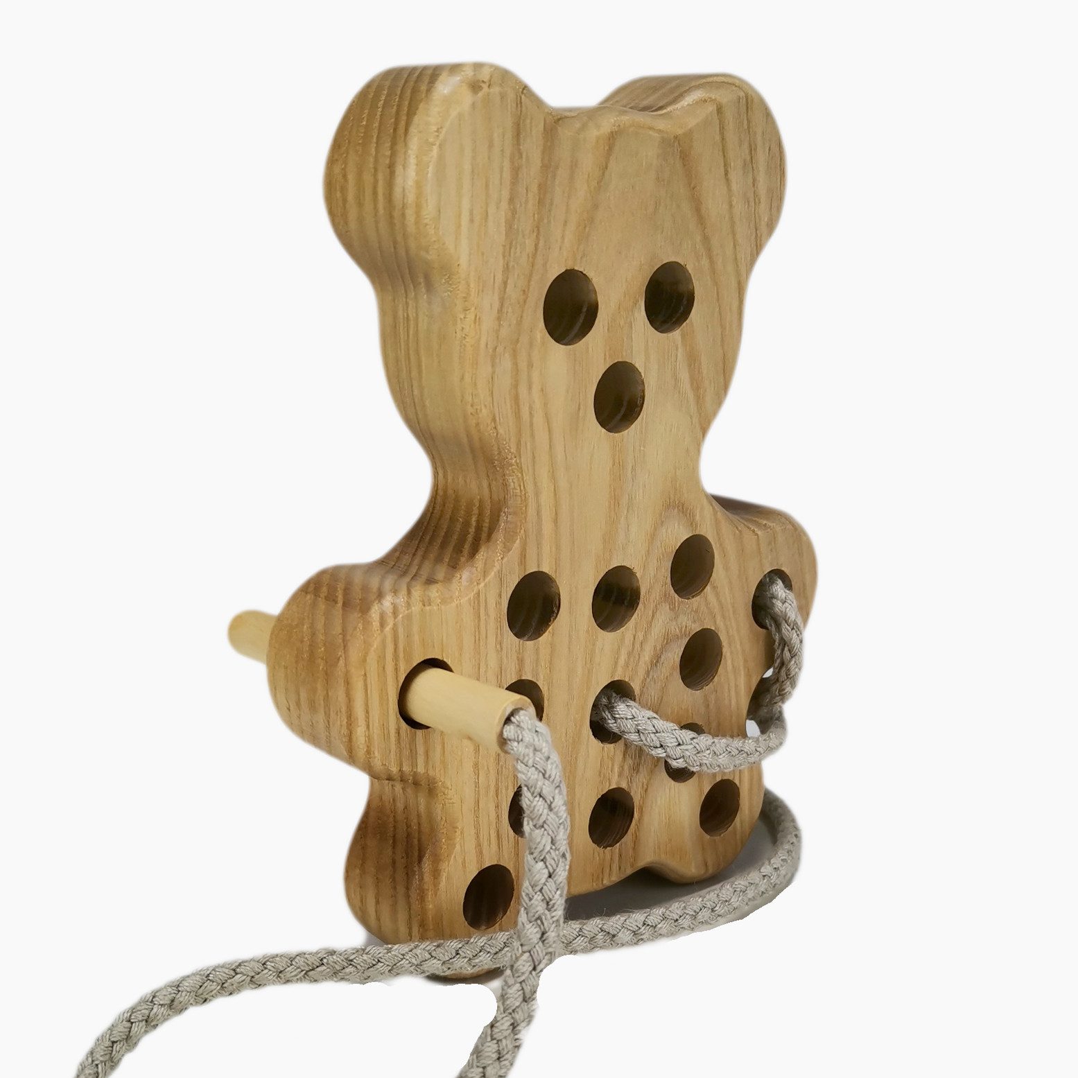 Lotes Toys Kinder-Nähmaschine Holz Fädelspiel Bär, (packung, 1-tlg., spar packung), pädagogisch wertvolles Kinderspielzeug