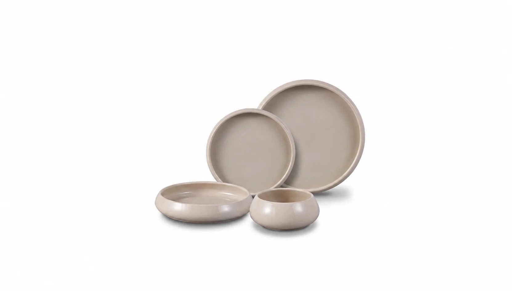 EmirtexHome Geschirr-Set Bondy Geschirrset 25-teilig Weiß-/ / Beige 24 Teilig für 6 Personen (24-tlg), Porzellan