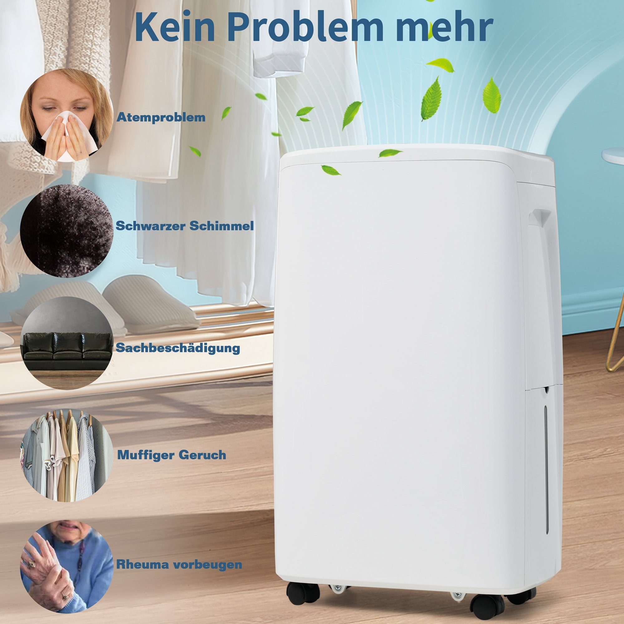 Merax Luftentfeuchter elektrisch inkl. Timer mit 3 Programme, LED-Display, Entfeuchtung 12,00 l/Tag, Tank 1,50 l, Raumentfeuchter für 15  mit Filter