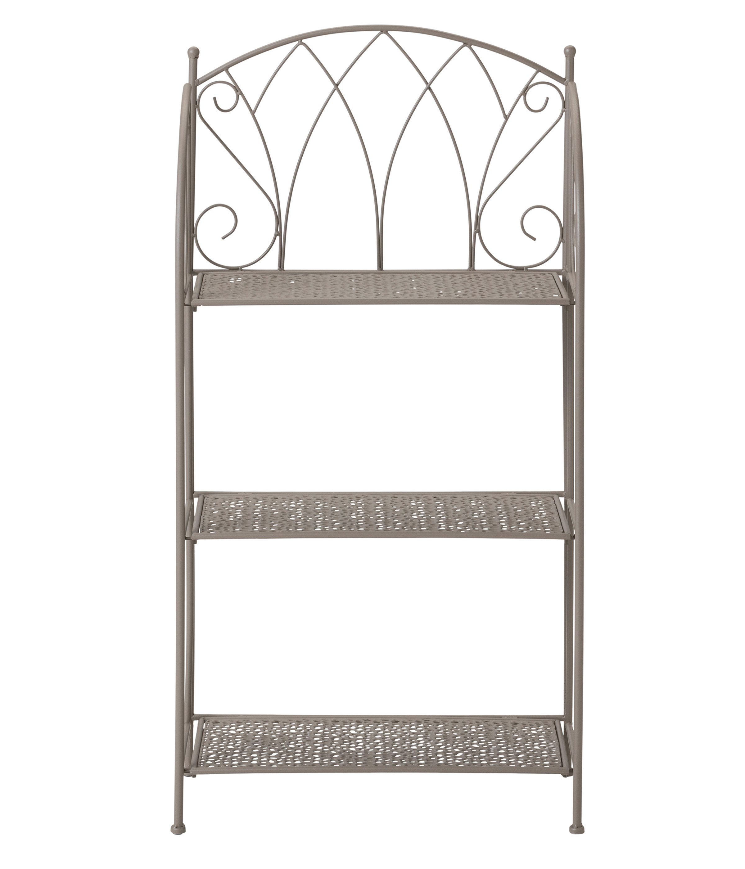 Dehner Blumenständer Regal Luca, ca. 115.5 x 29 x 58 cm, pulverbeschichtet, verspieltes Regal aus wetterbeständigem Metall