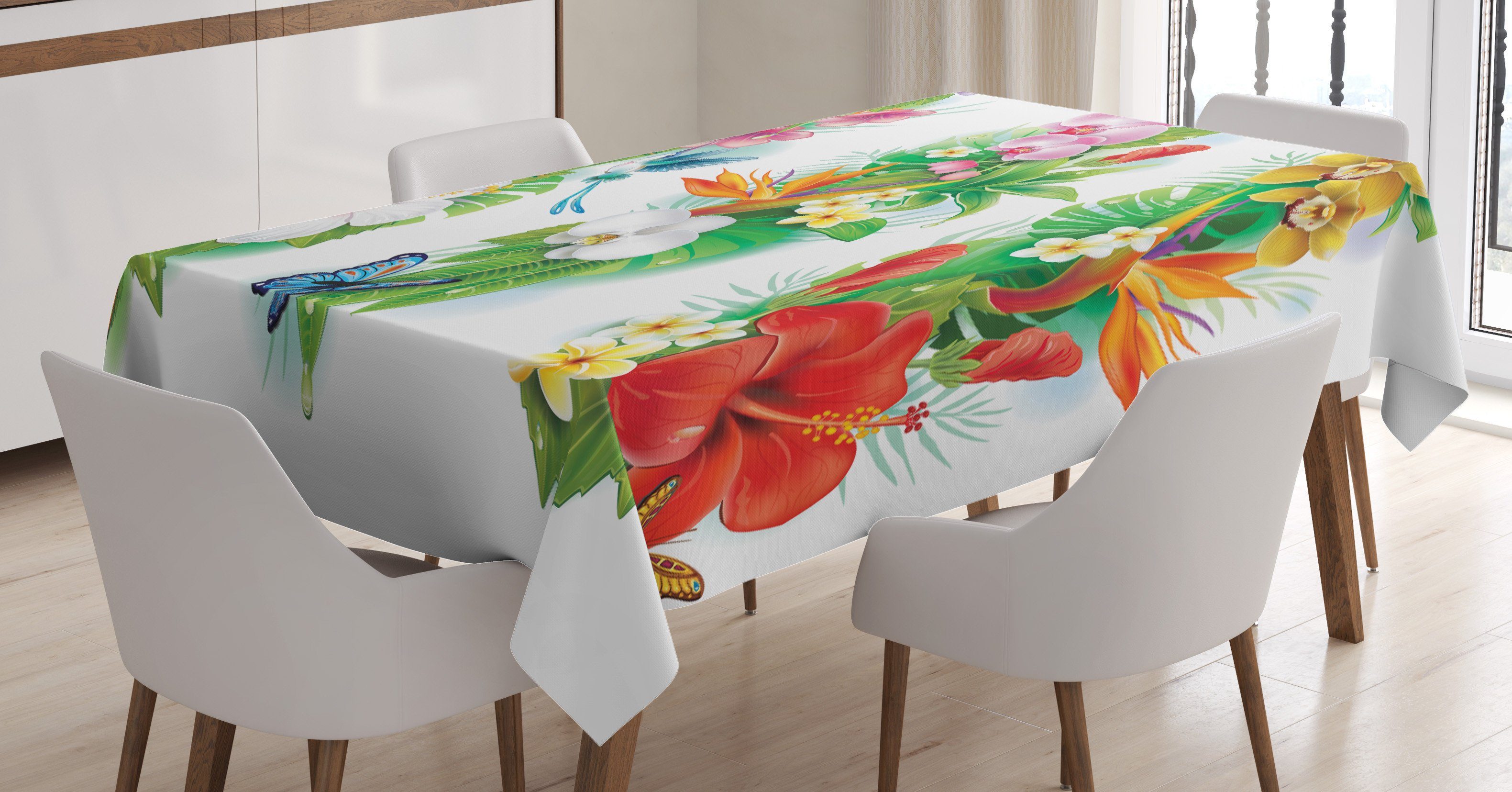 Abakuhaus Tischdecke Farbfest Waschbar Für den Außen Bereich geeignet Klare Farben, Blumen Tropic Weihnachten