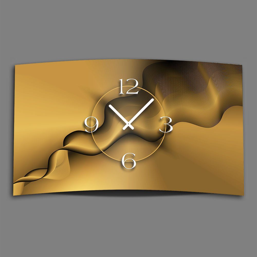 abstrakt Digital Wanduhr 4mm Designer Designer dixtime aus rauch Alu-Dibond) (Einzigartige modernes Art gold 3D-Optik Wanduhr