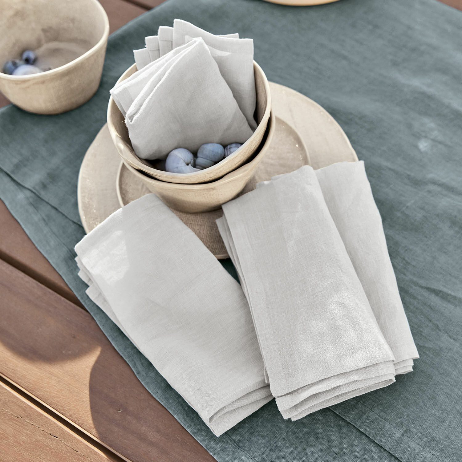 Mirabeau Stoffserviette Serviette 4er Set Ghis hellgrau