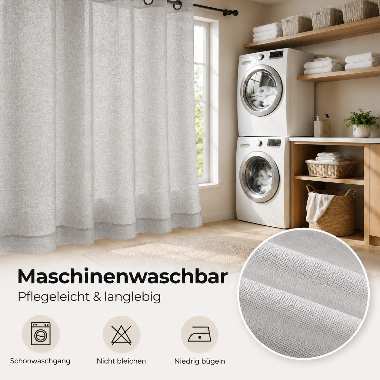 Sunicol Outdoorvorhang Transparent spritzwassergeschützt Außenvorhang mit Ösen Gardinen (2 St), Voile Sichtschutz für Pavillon Terrasse Pergola Balkon Garten – Bild 4 von 5