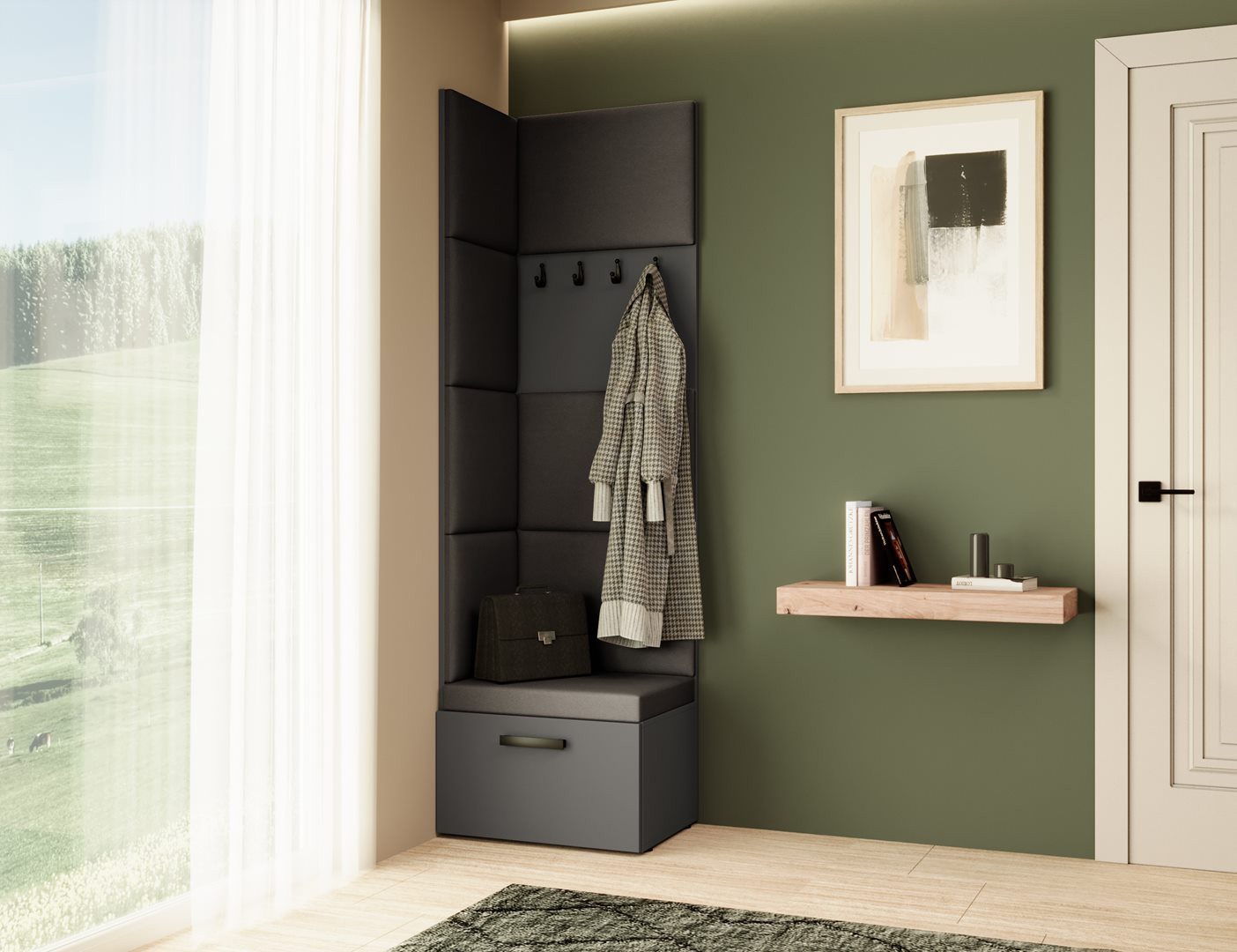 Beautysofa Garderobenschrank mit gepolsterten Paneelen MARGARET günstig online kaufen