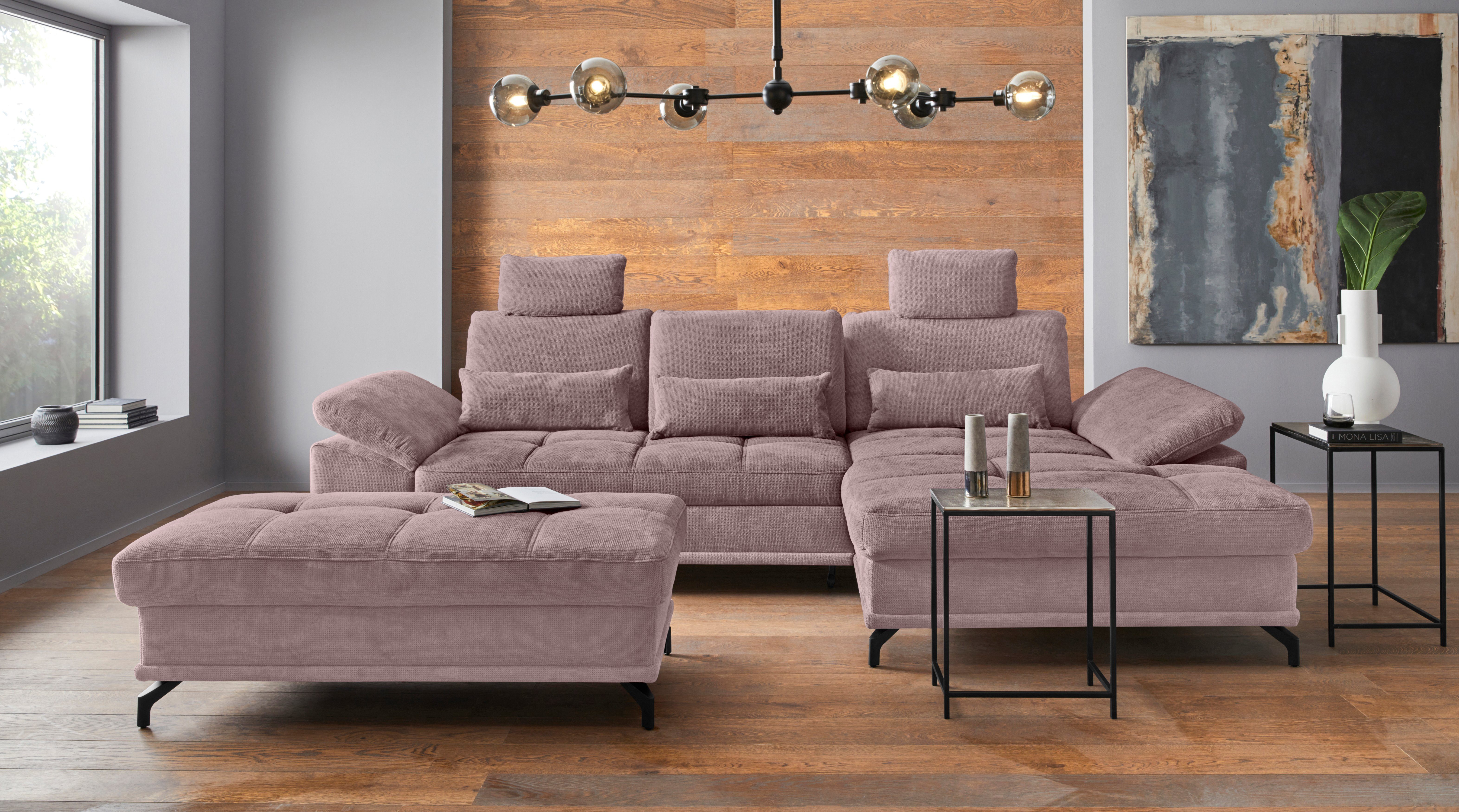 Places of Style Ecksofa Costello L-Form, B: 301 cm mit Sitztiefen-, Armteilverstellung &, 3 Nierenkissen, optional Bettfunktion & Bettkasten