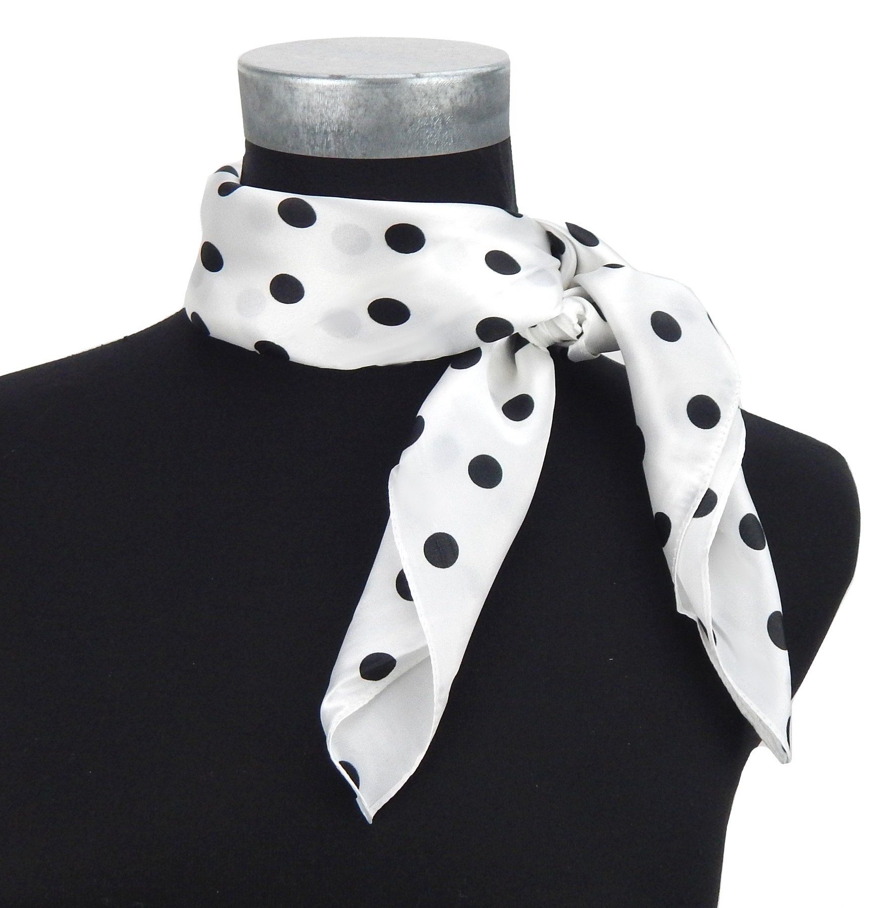 Ella Jonte Halstuch, kleines Rockabilly Tuch Seidenmischung weiß mit schwar günstig online kaufen