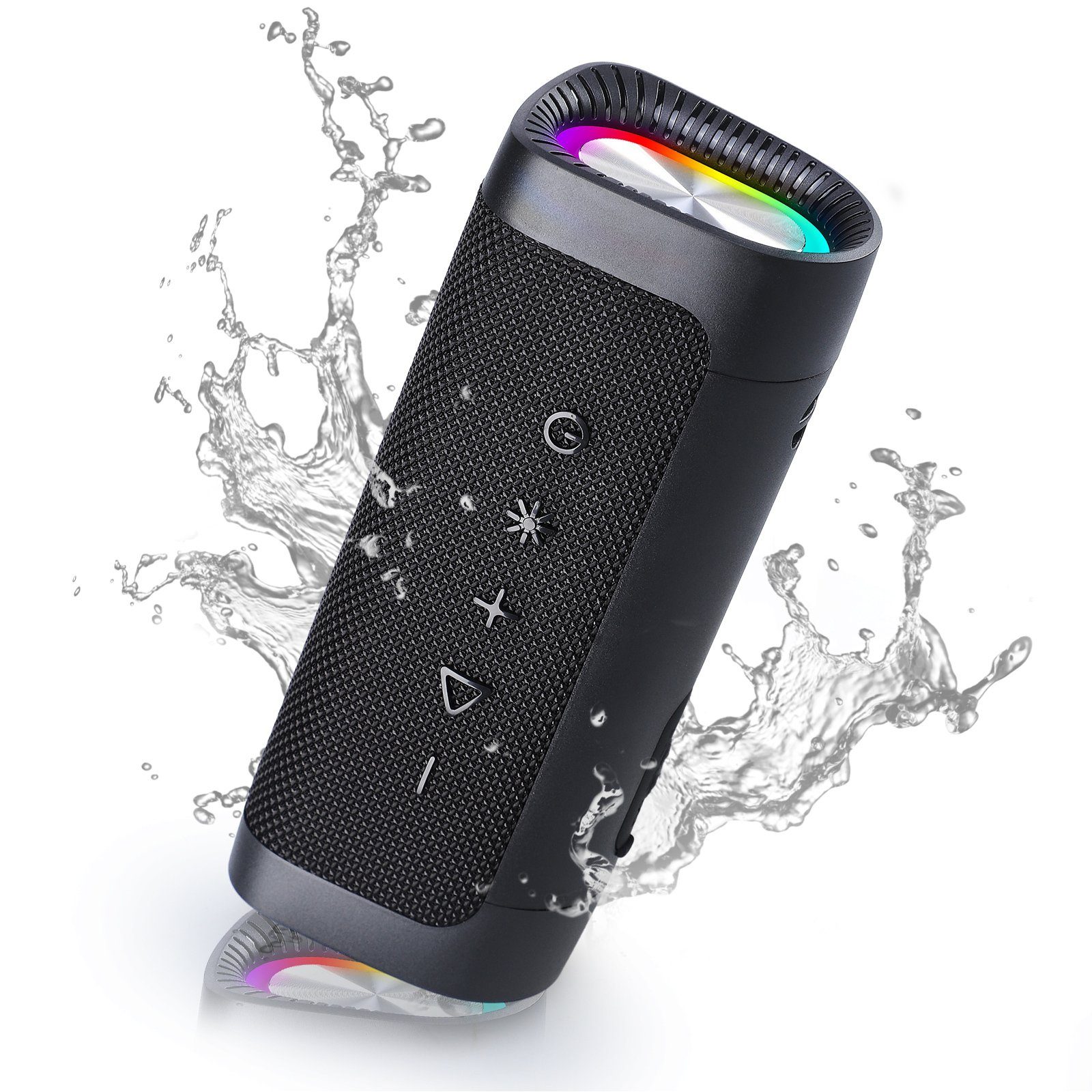 SEEZSSA Bluetooth Lautsprecher mit Licht Bluetooth 5.3 Musikbox Kabellos Box  Lautsprecher (Stereo Sound Tragbar Dualen Bass-Treibern Freisprechfunktion  für Phone)