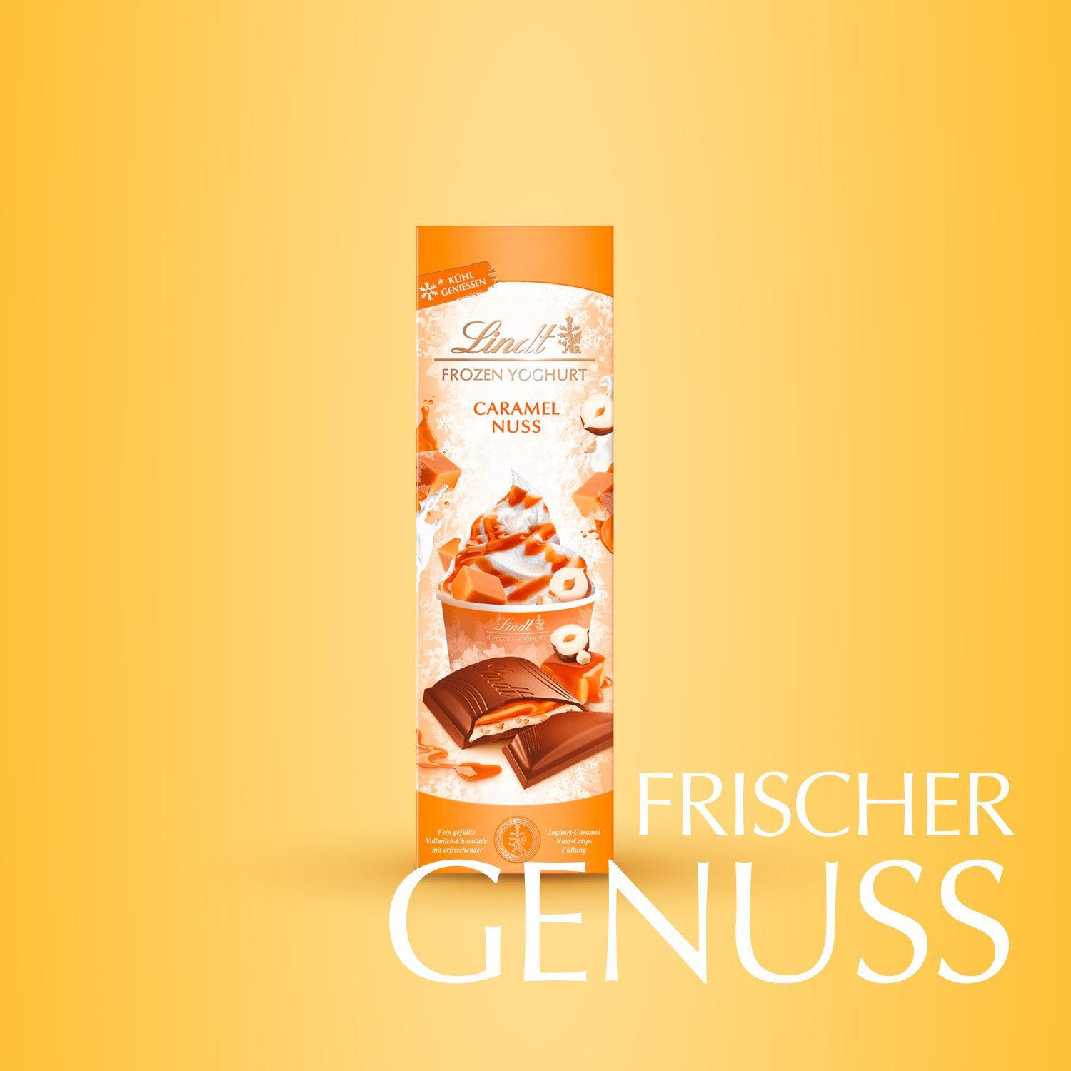 LINDT Schokolade 100g Froyo Caramel & Nuss Tafel Sommer Schokolade Frozen Yoghurt, 1 x 100 g, 1 St.