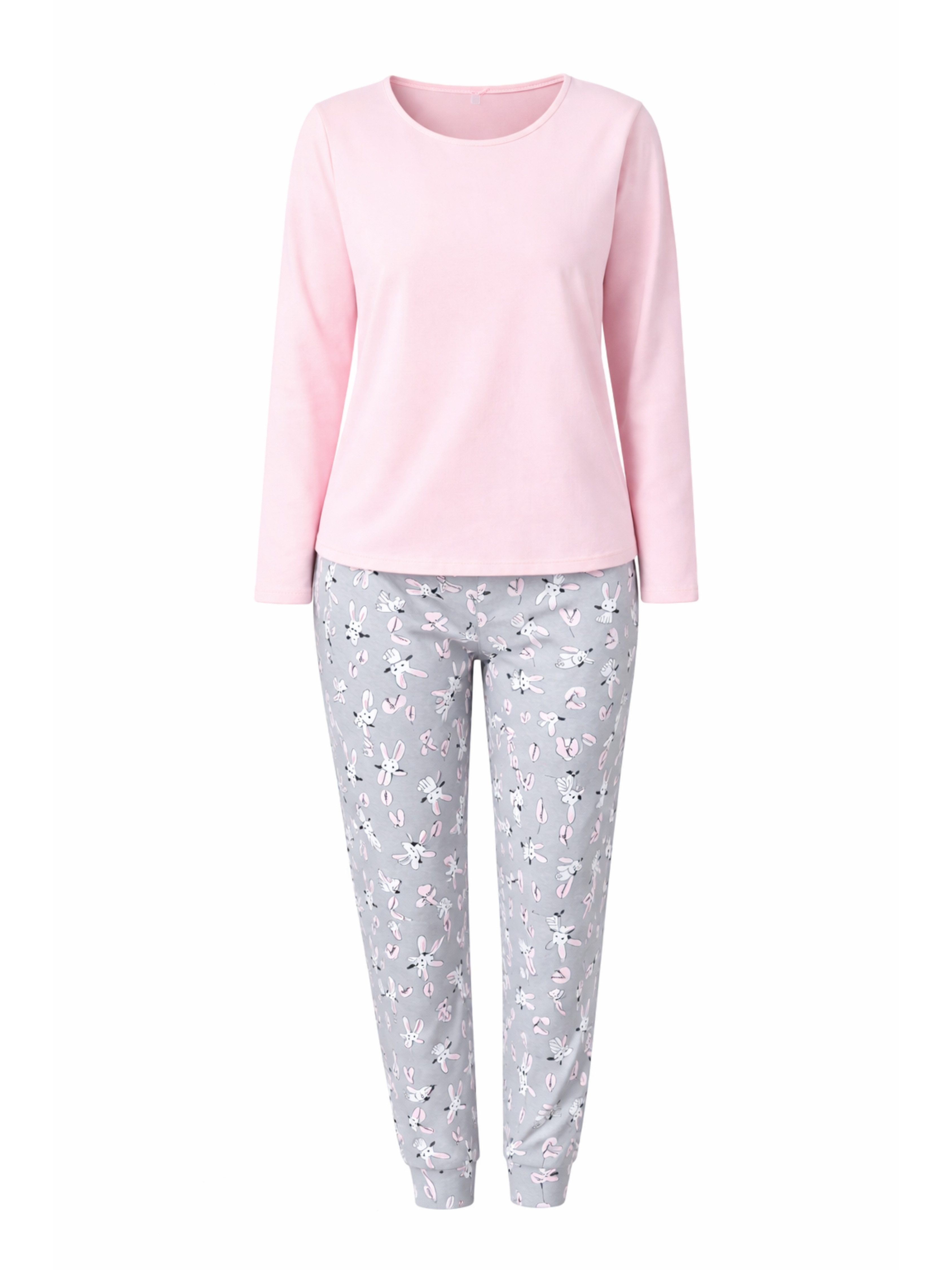 Pyjama Damen Schlafanzug in zartem Rosa